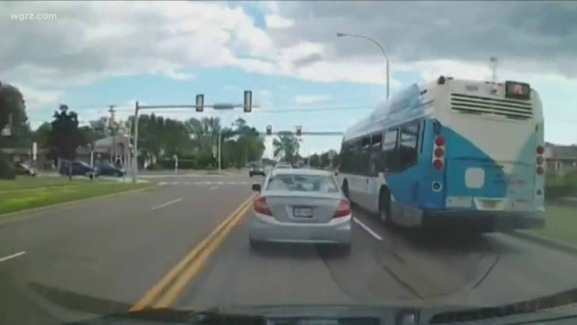 A NFTA bus was caught on camera running a red light at a busy intersection in the north towns.