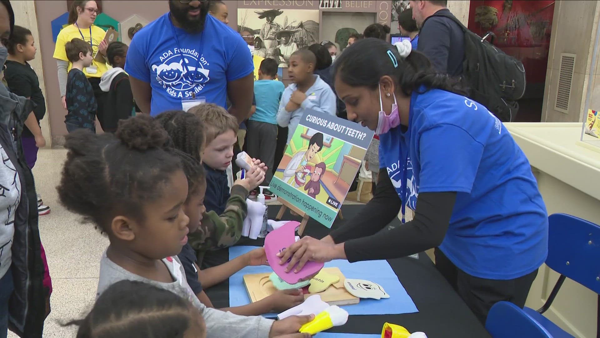 An event for National Children's Dental Health Month teaches kids about oral hygiene.