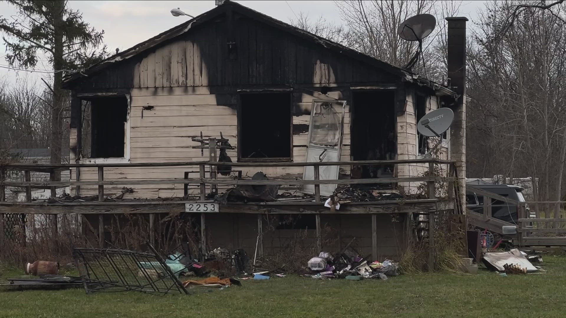 The fire was reported just before 9:30 p.m. on Saunders Settlement Road.