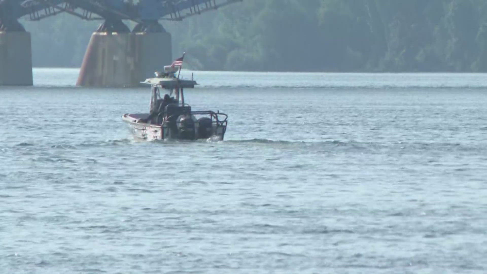 New York State Park Police say they believe the boat hit a concrete abutment in the river Wednesday night.