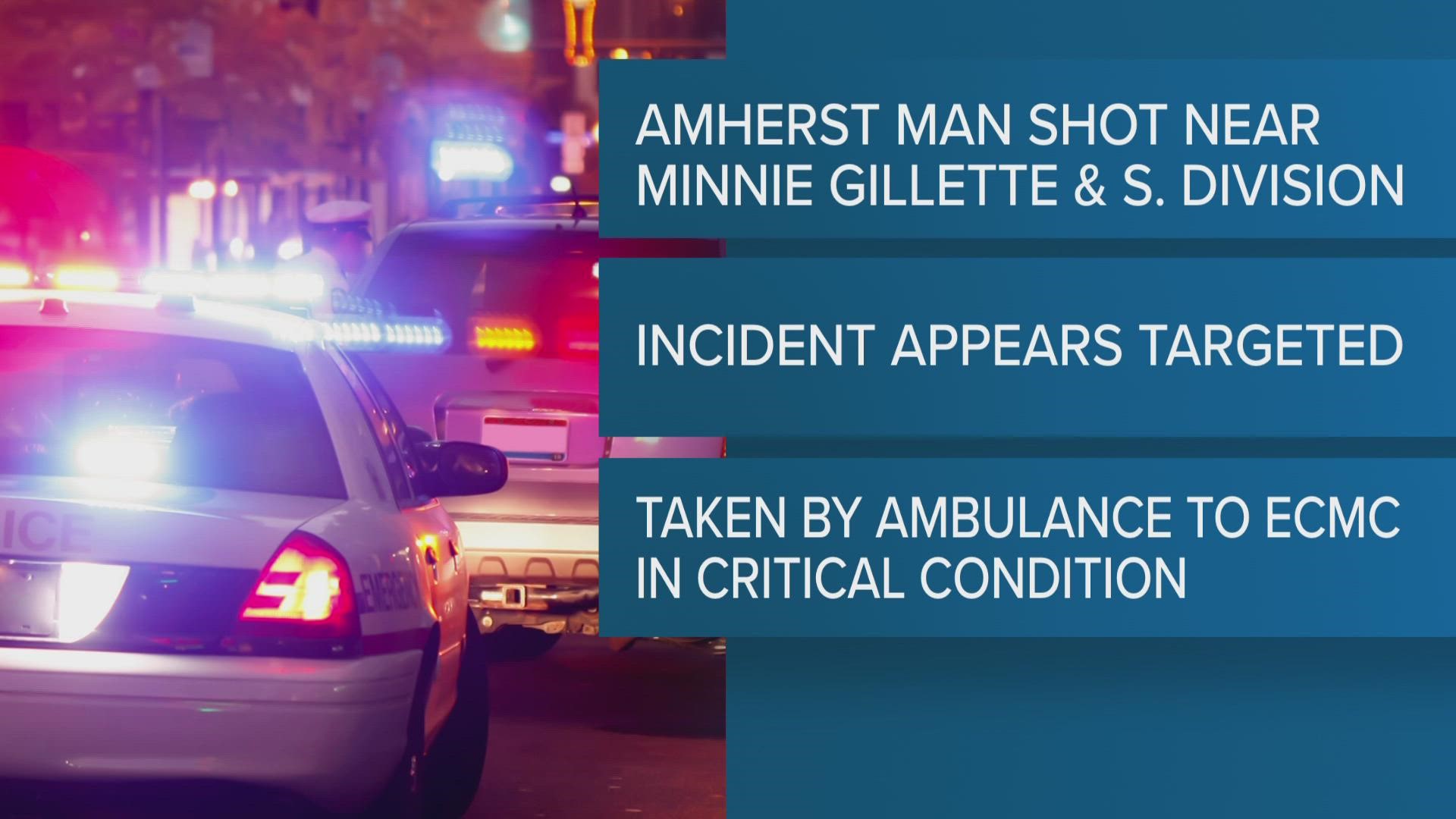 DETECTIVES SAY A 39-YEAR-OLD MAN FROM AMHERST WAS SHOT MULTIPLE TIMES... IN WHAT APPEARS TO BE A TARGETED ATTACK.