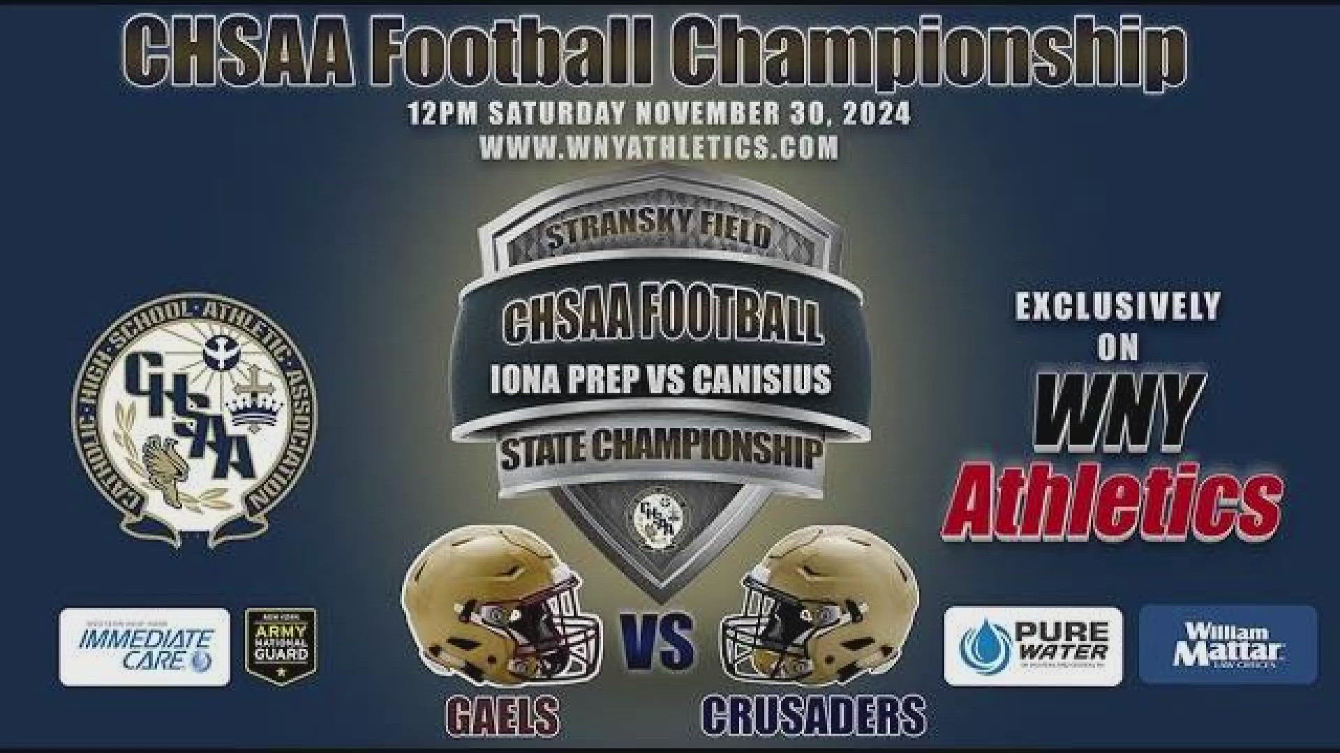 Canisius High School (9-2) and Iona Prep (10-2) will now kick off at 11 a.m. Saturday in West Seneca.