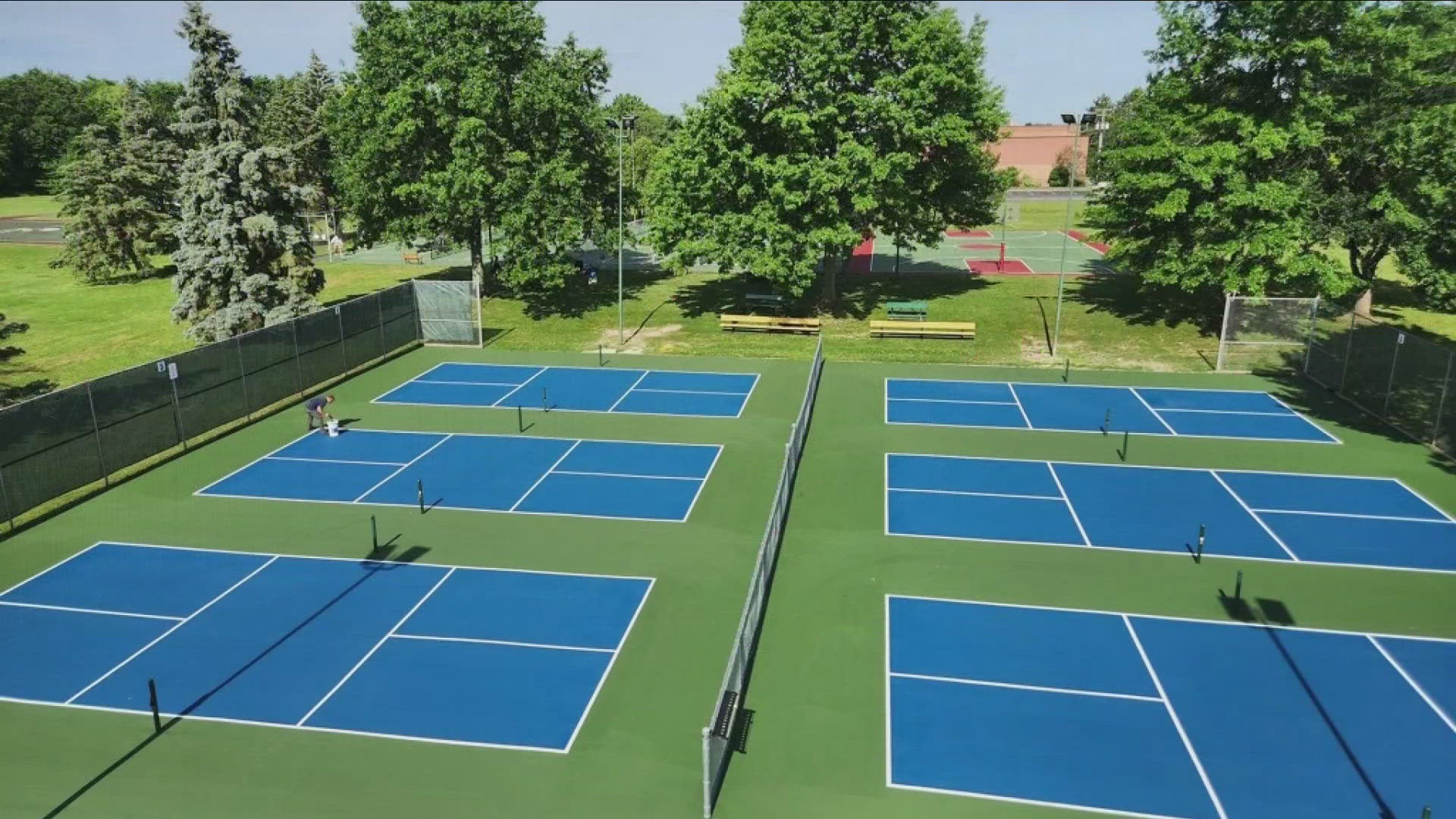 SIX NEW COURTS HAVE BEEN ADDED TO TOWN PLACE PARK -- BRINGING THE TOTAL NUMBER TO A DOZEN. THE COURTS ARE LIT -- AND ARE OPEN DURING NORMAL PARK HOURS.