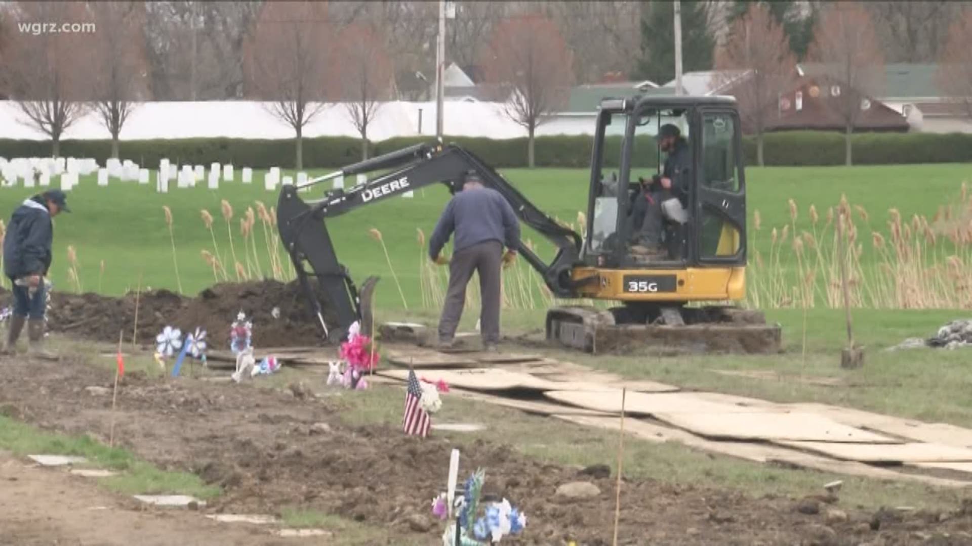 In late April... 215 graves were moved to a more stable area of St. Matthews