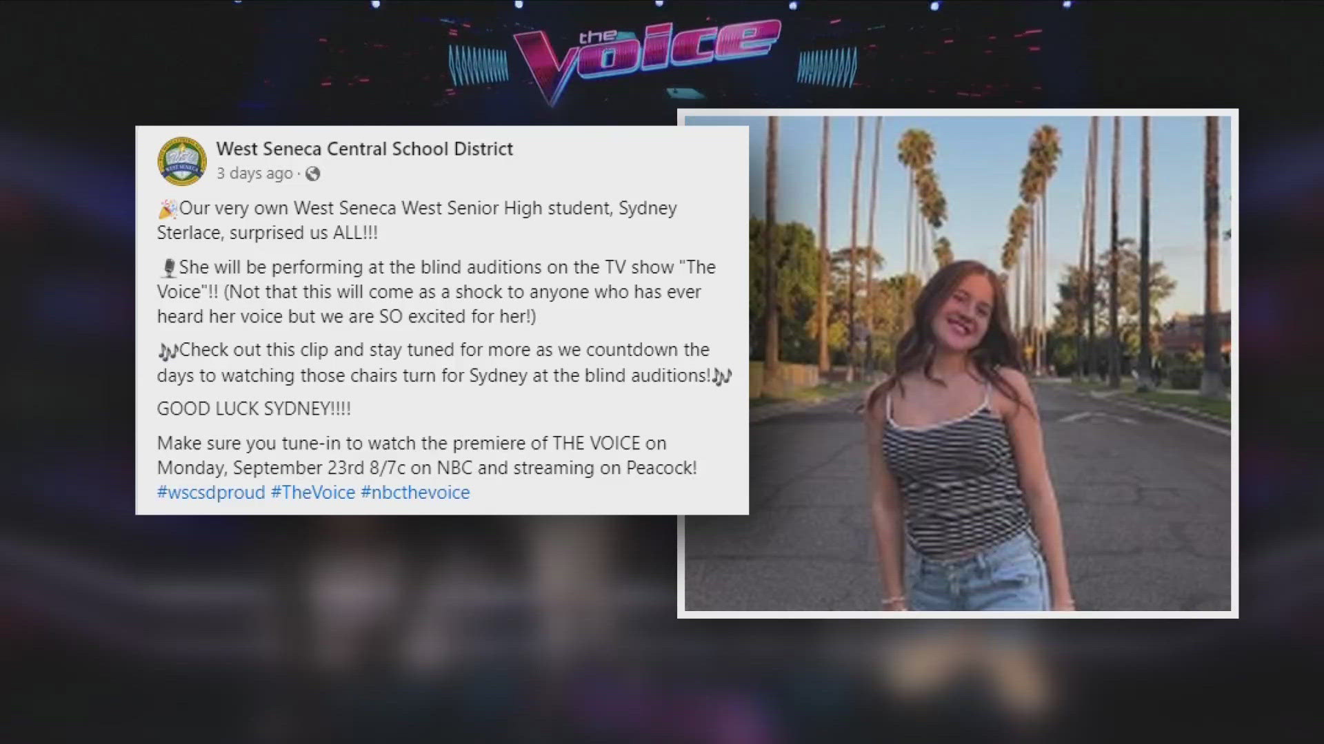 A West Seneca West high school student will be taking the stage on Monday in an audition for popular singing competition, The Voice.