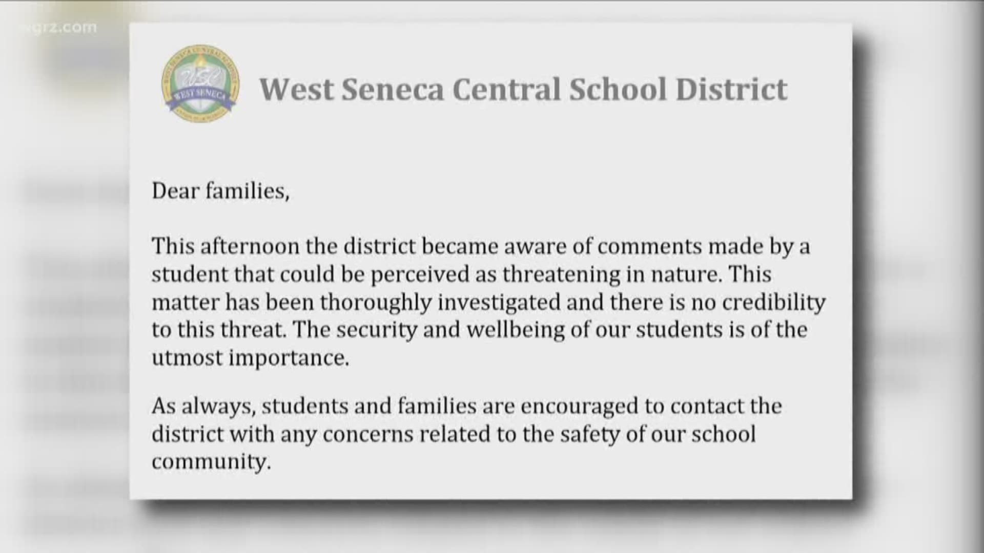 Comments made by a middle school student were brought to the district's attention Tuesday afternoon.