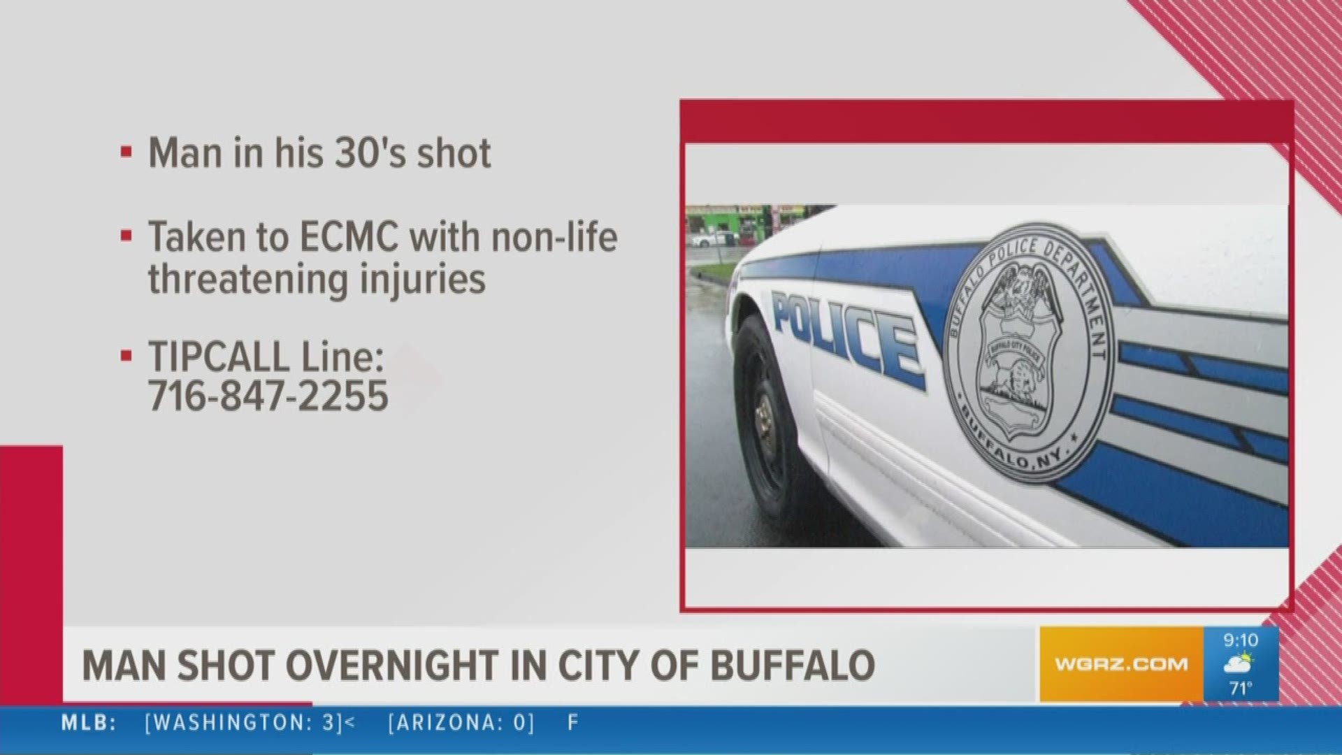 The shooting occurred at 2:40 a.m. on Glenwood Avenue between Fillmore Avenue and Kehr Street.