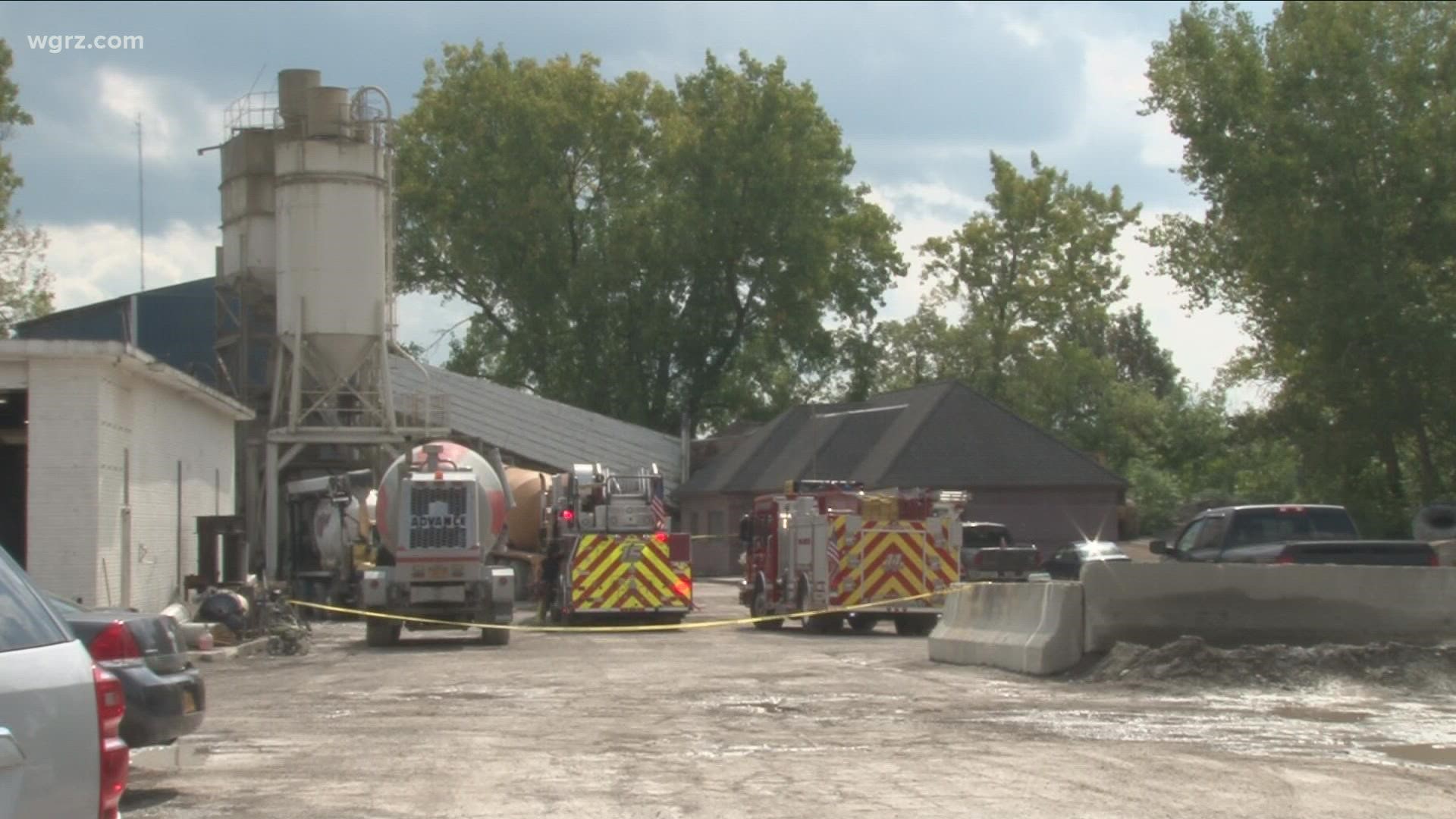 Police say an employee at Western New York Concrete fell into a stone dust hopper and got trapped.