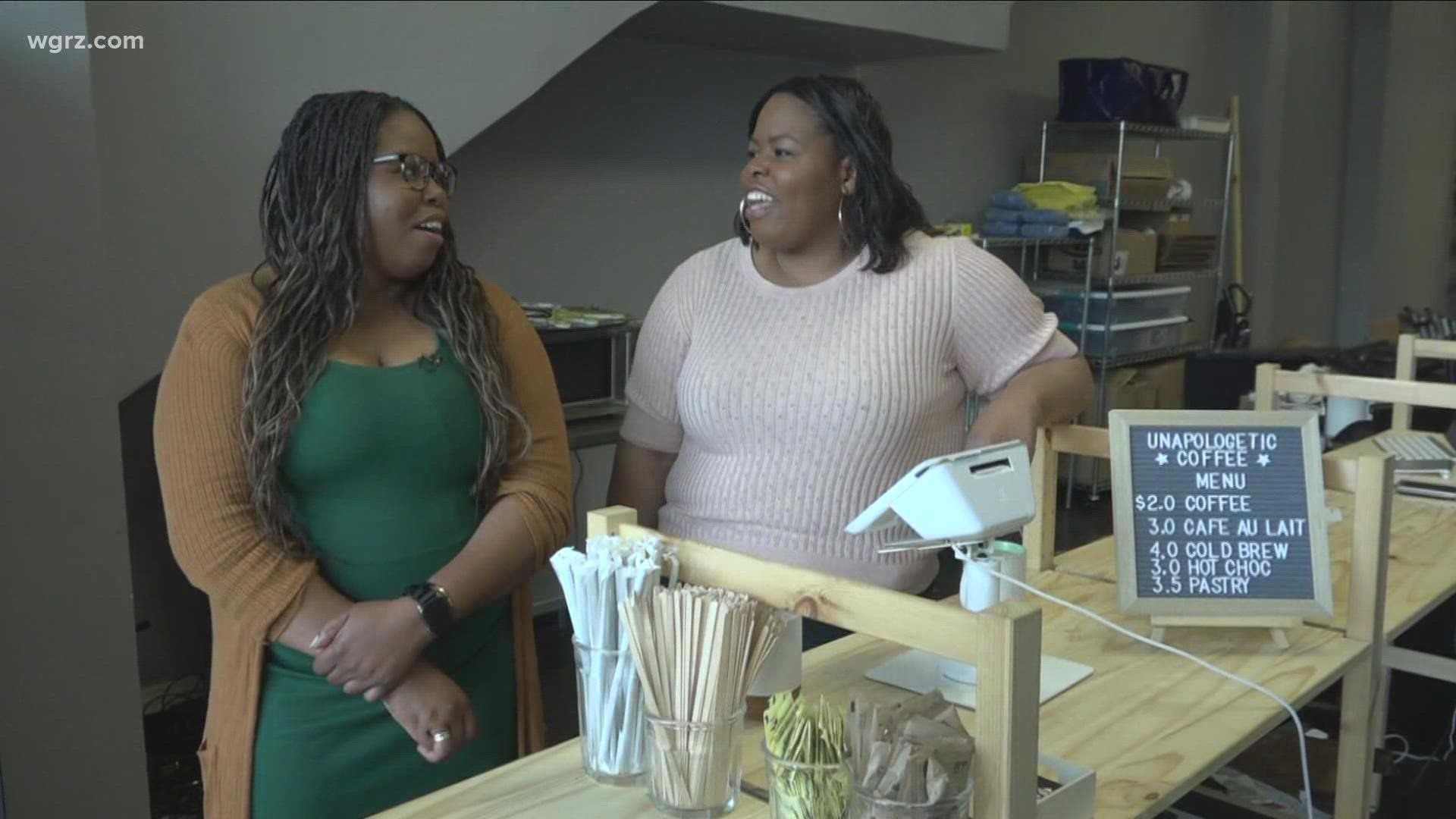 Twin sisters who own one of the only coffee shops on Buffalo's East Side are now using their business as a hub for donations to help those who are hurting.