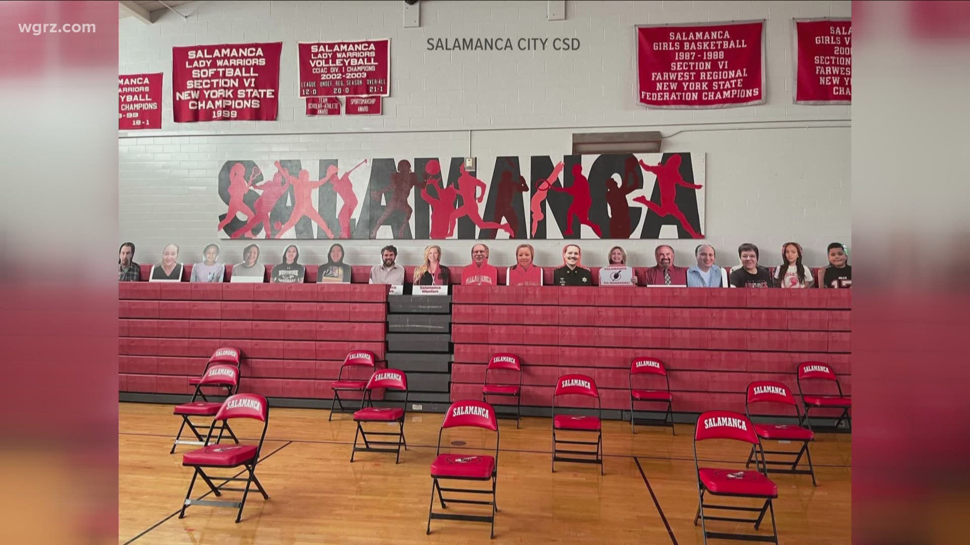 Salamanca City Schools are putting up fan cutouts for boys and girls basketball and bowling.