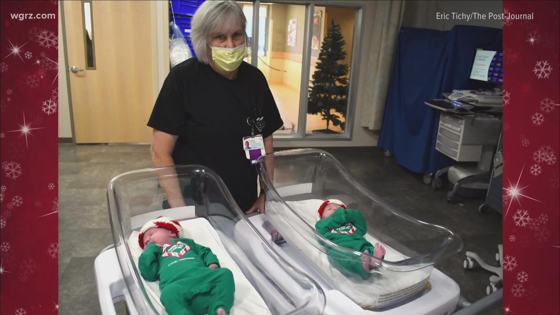 This year, Jerri Youngberg made candy cane caps for the newborns in her unit.