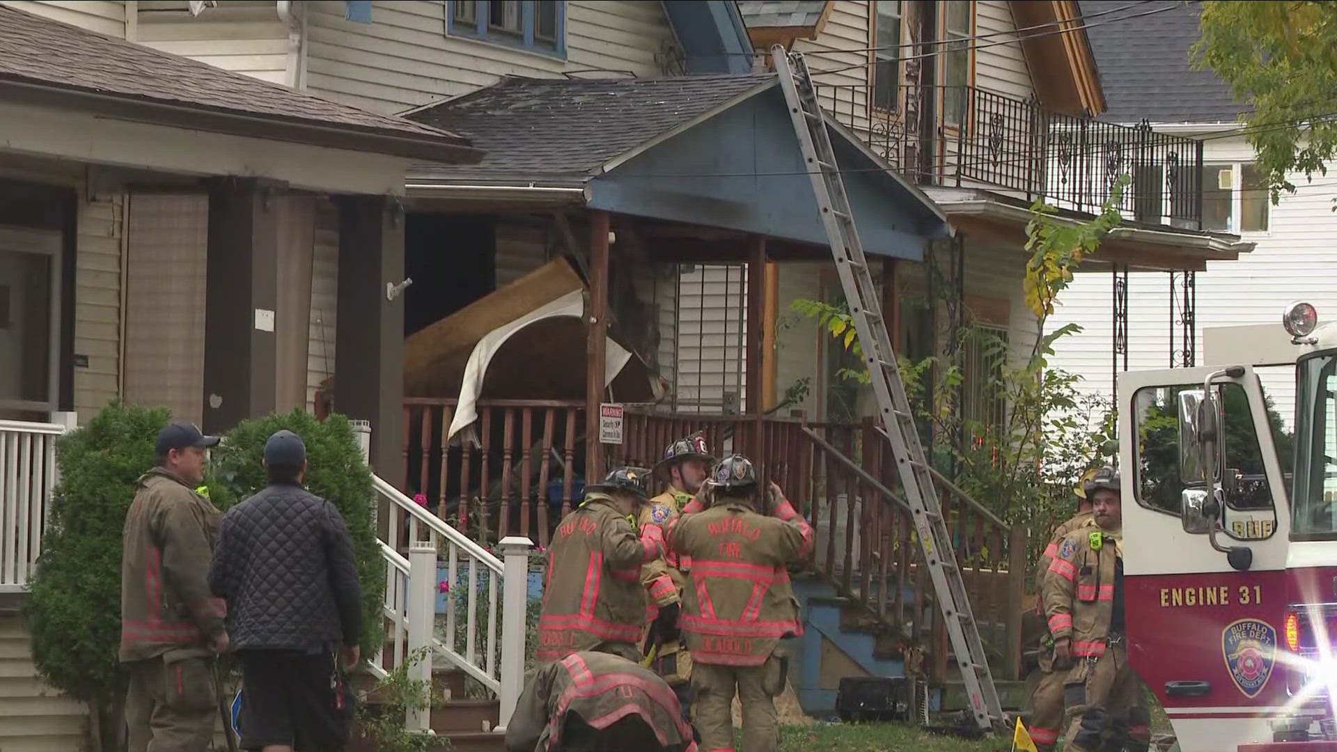 A woman in her 30's is in critical condition after a house fire on Barthel street