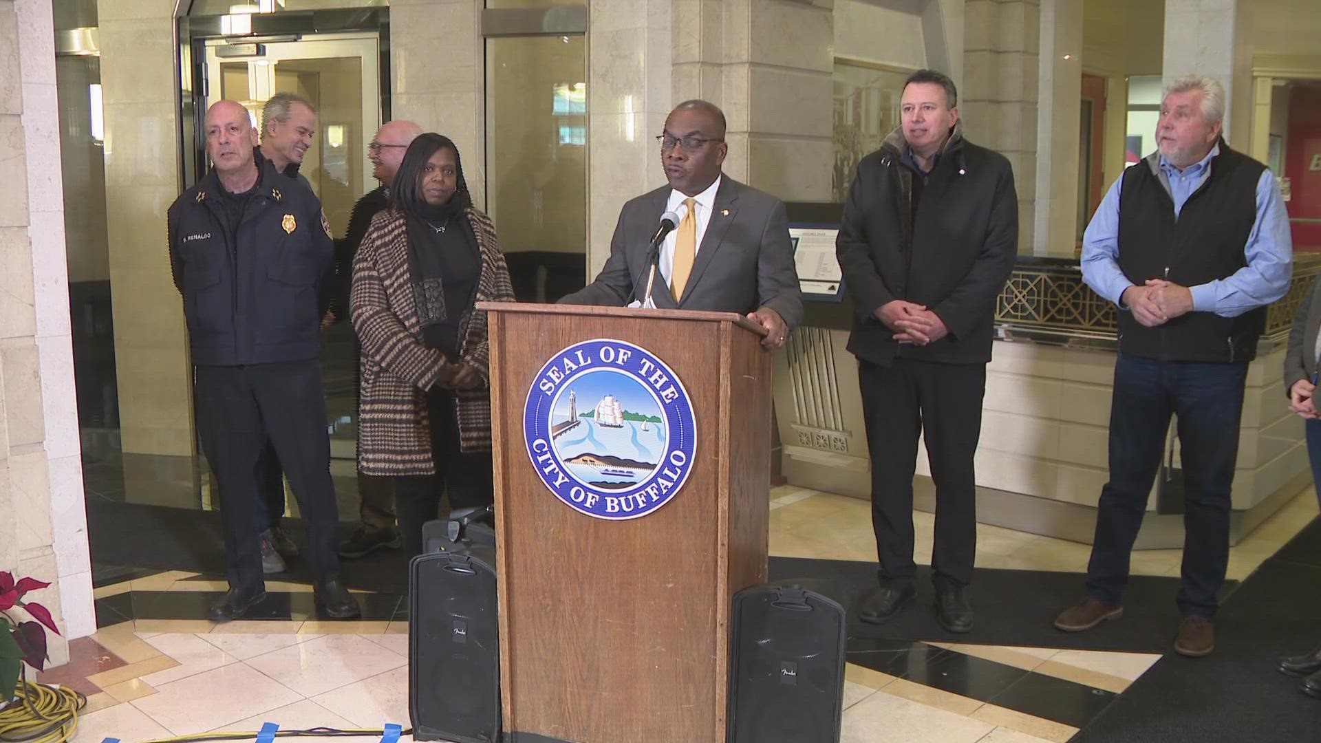 Mayor Byron Brown and the City of Buffalo held a news conference on Friday, Dec. 30, 2022, ahead of the New Year's Eve ball drop.