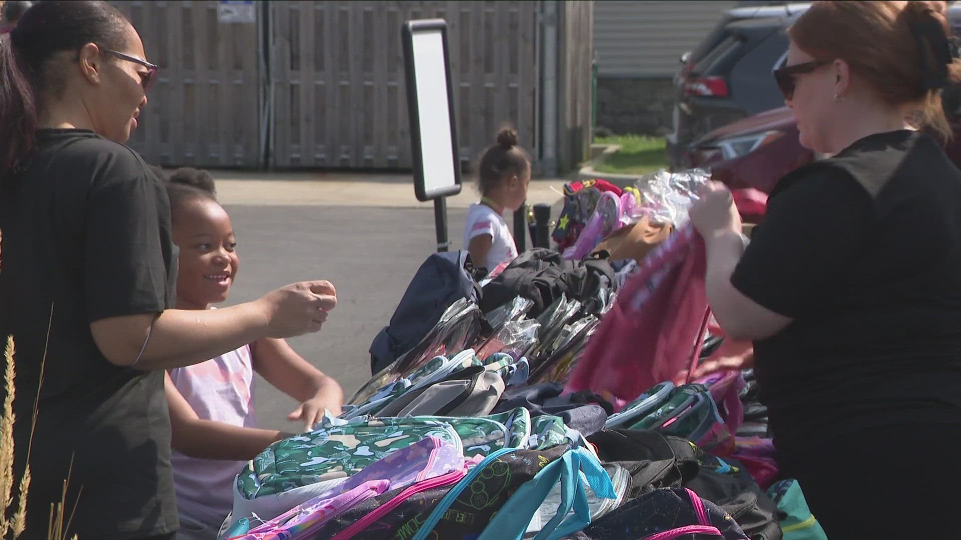 On Sunday, hundreds of backpacks were given away to students at West Buffalo Charter School on Lafayette Avenue.