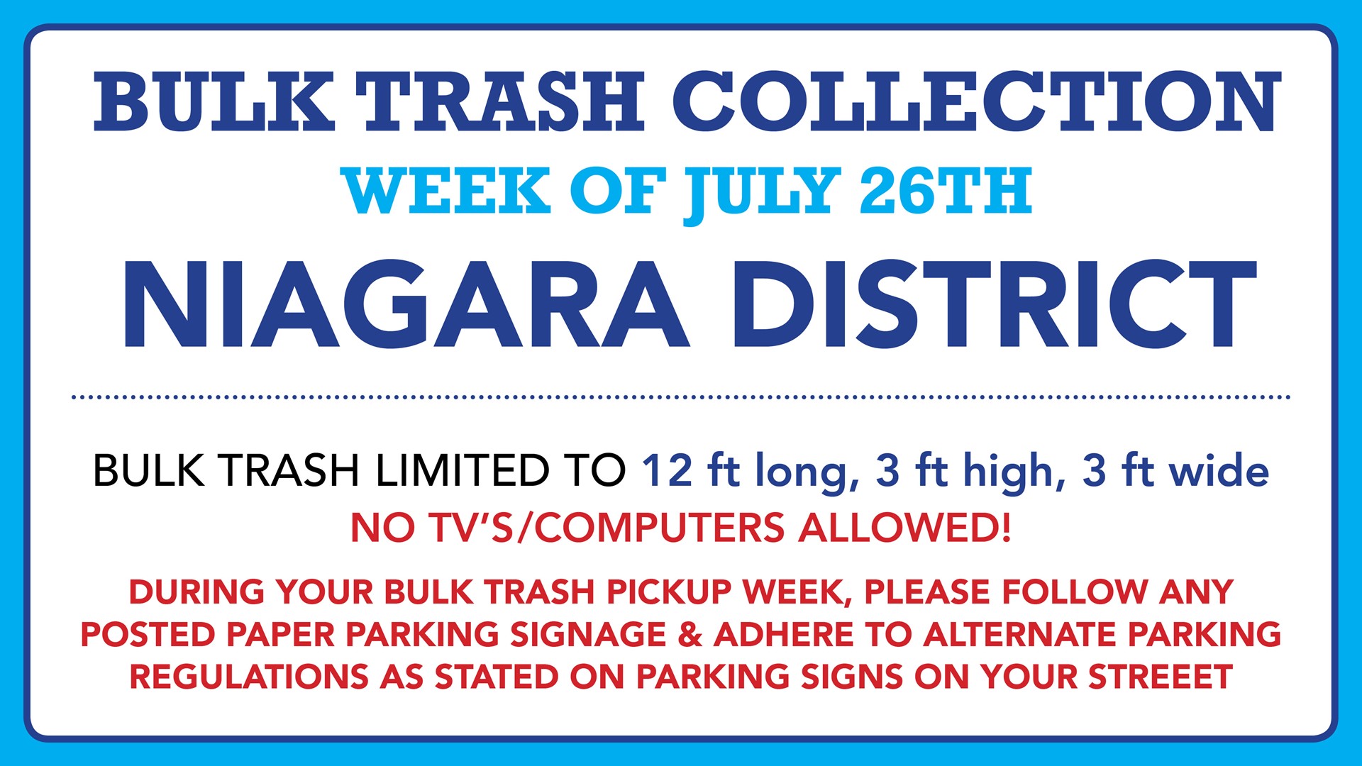 Bulk trash pickup this week for Niagara District