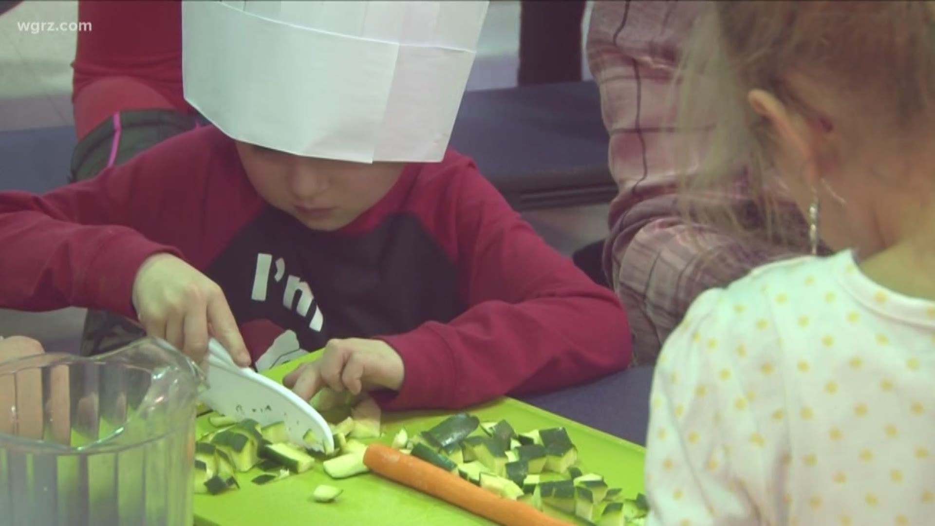 On the 2nd Monday of each month, Anna Merritt Elementary hosts "Kids Cook Monday," where students and their families learn to eat and cook healthy foods