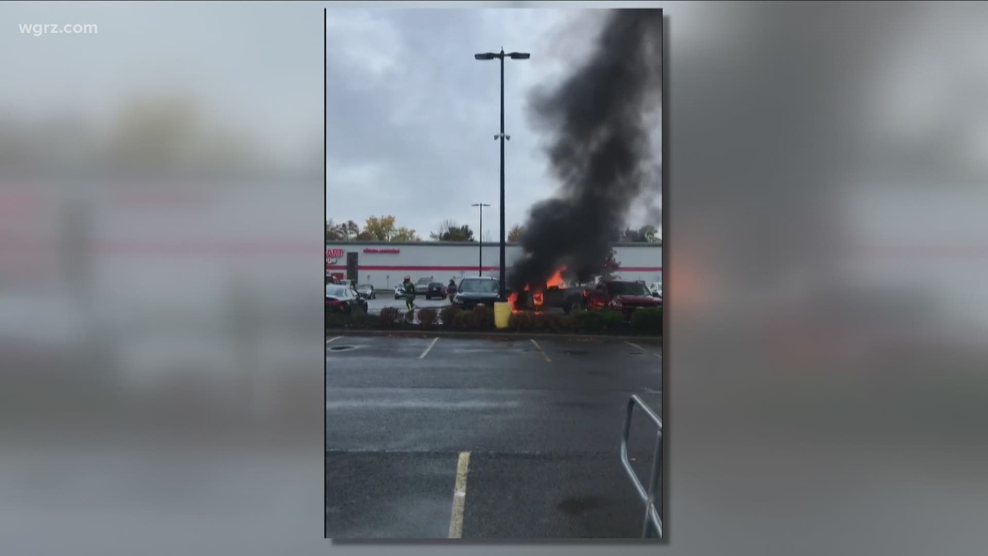 Truck catches fire at Lockport Walmart