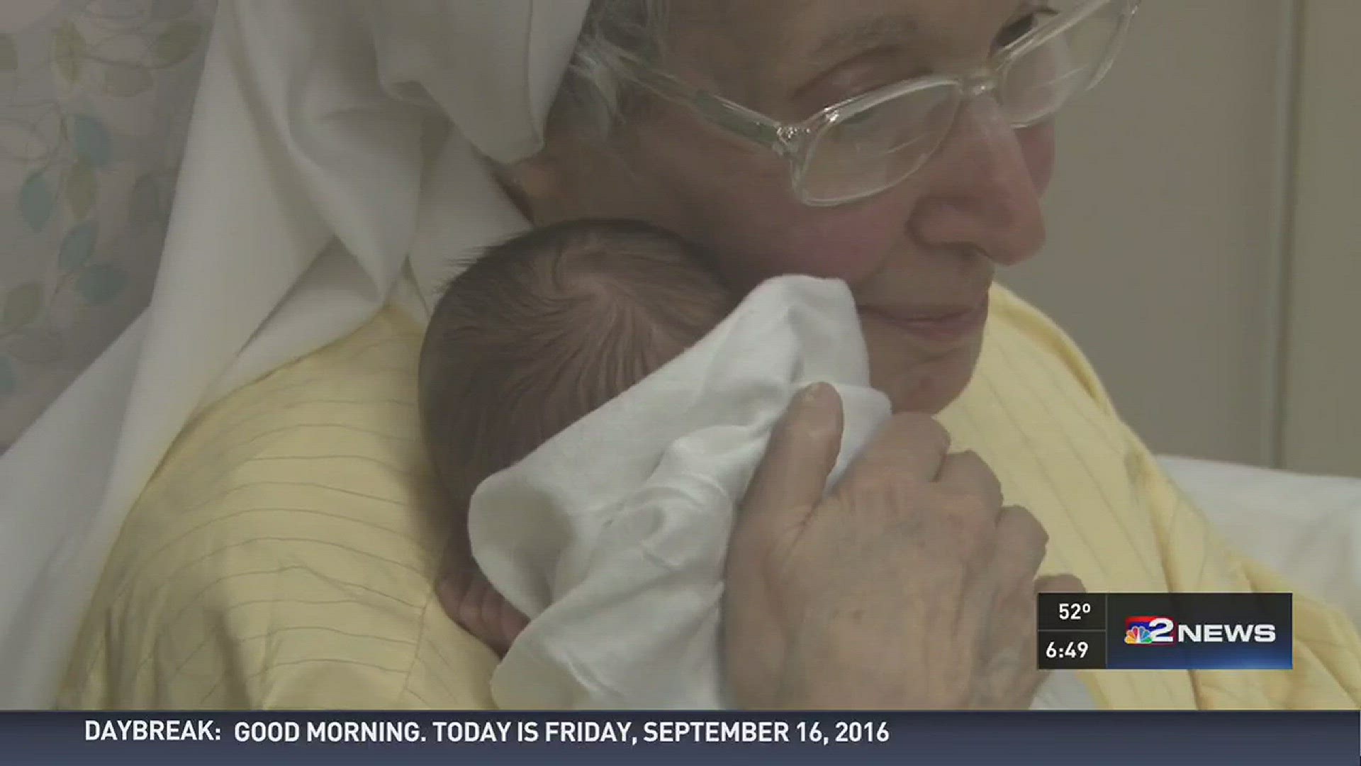 Sister Francis Joseph cuddles NICU babies every day at Sister's Hospital in Buffalo.
