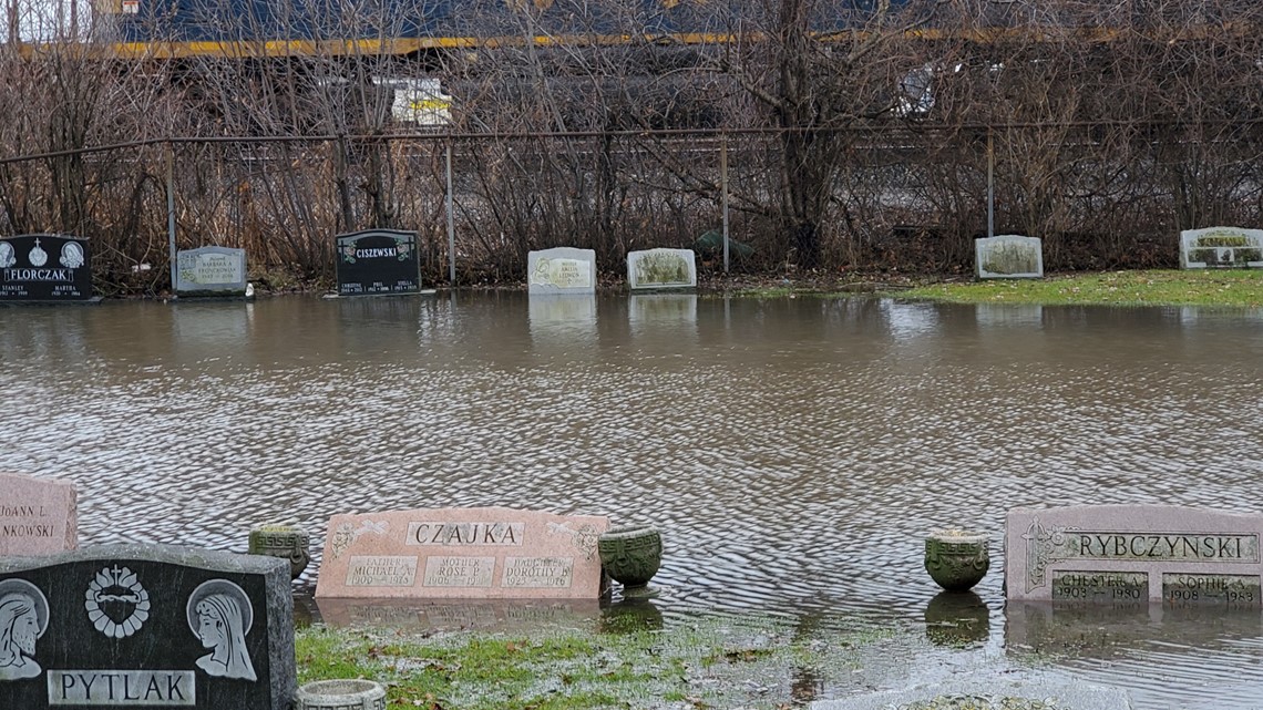 Flooding at St. Adalbert's Cemetery concerns families