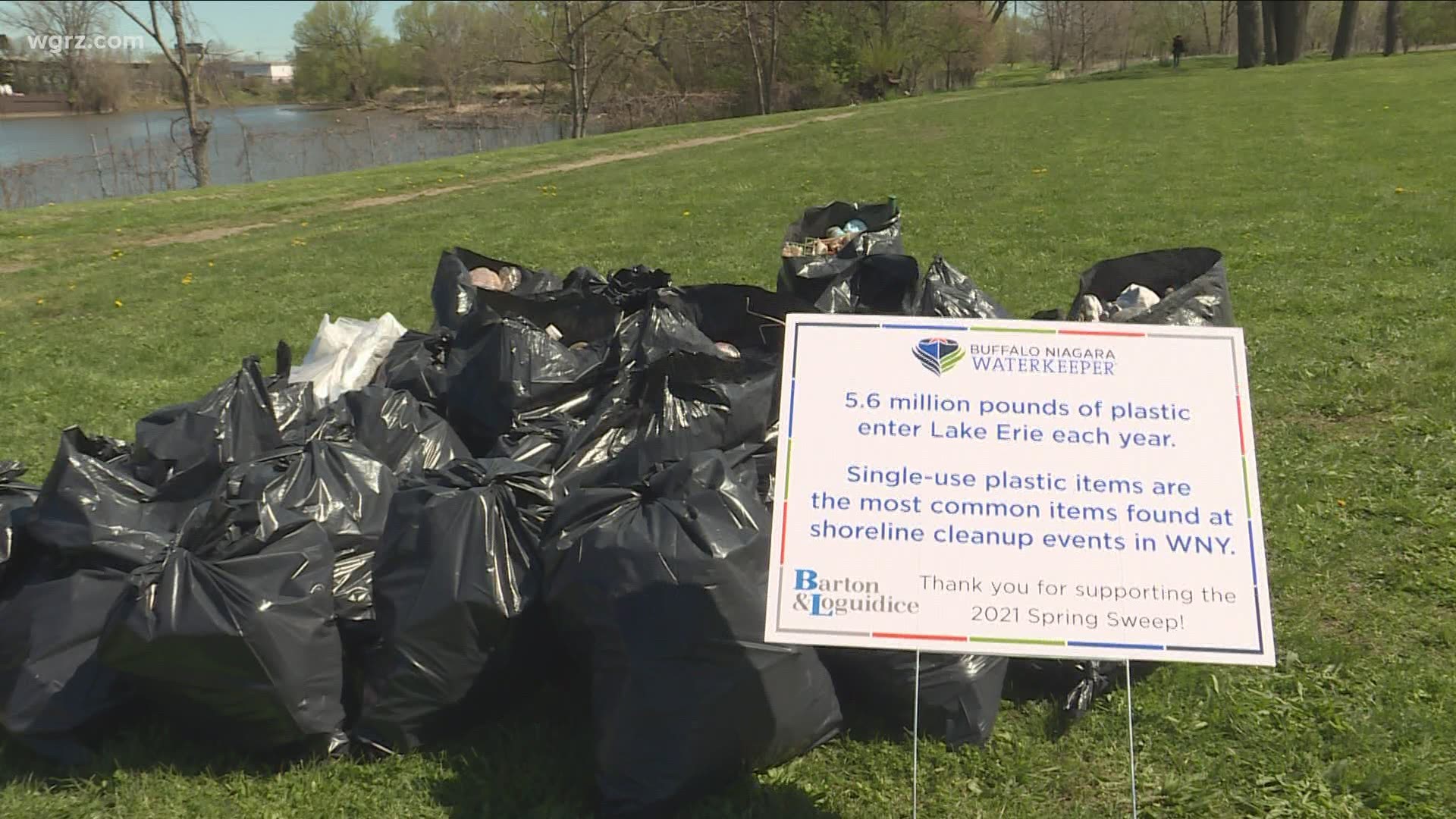 Volunteers were armed with trash bags to clear away tons of garbage at Seneca Bluffs Natural Habitat Park, Thomas Higgins Riverfront Park, and Ellicott Creek Park.