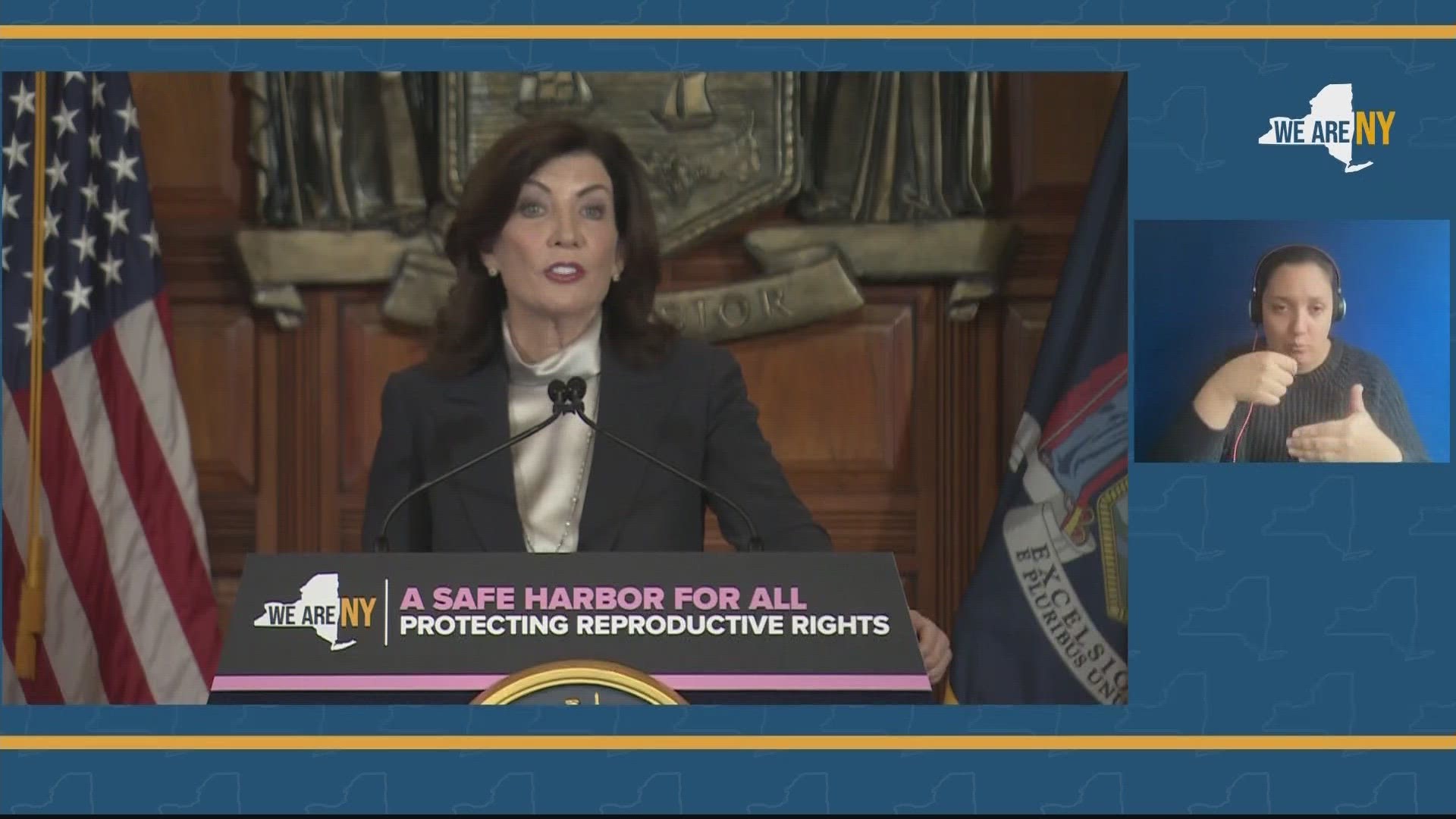 New York Governor Kathy Hochul signs legislation to expand reproductive health care in Albany