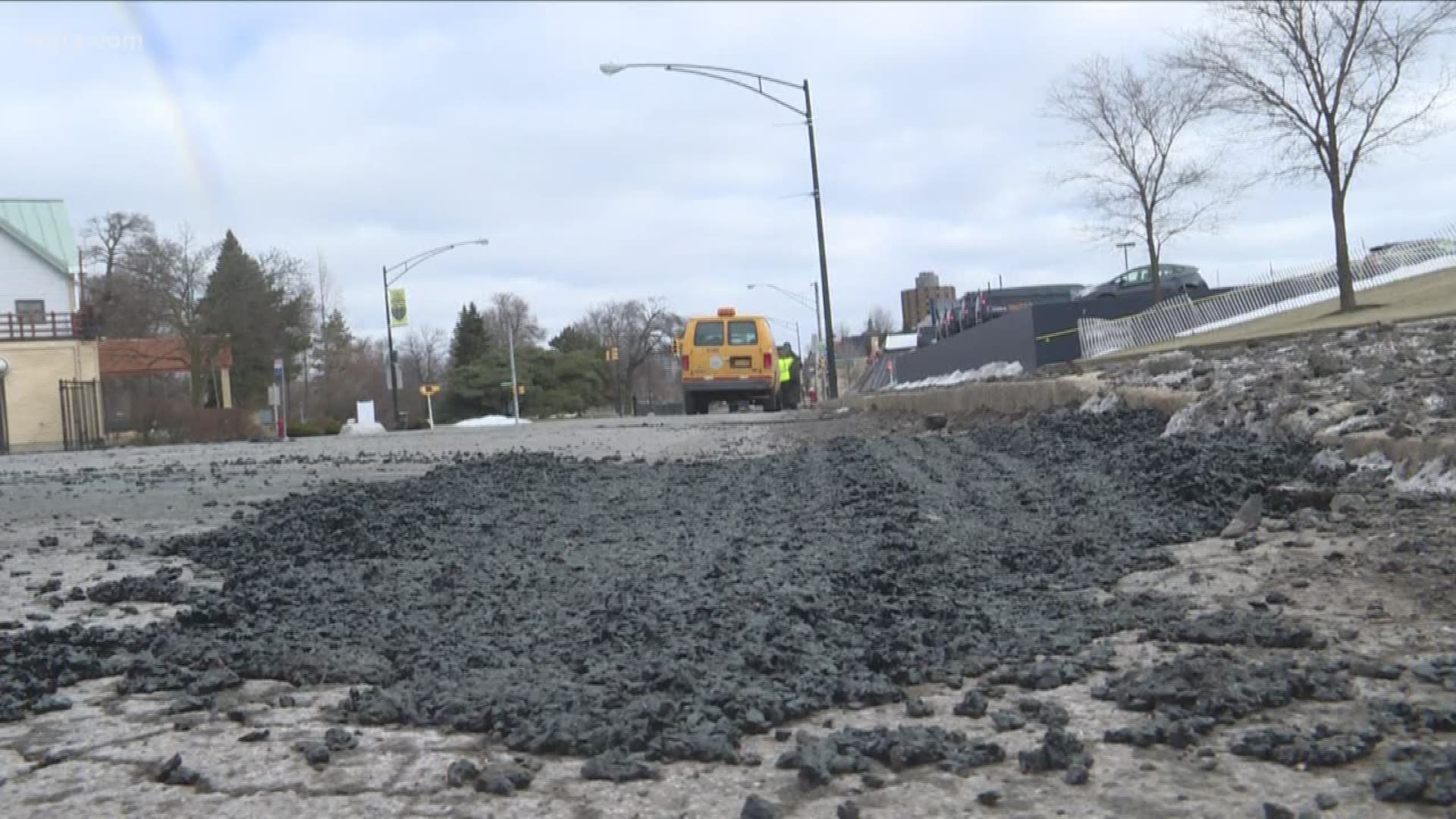 Crews took advantage of calm weather to fill potholes across the city.