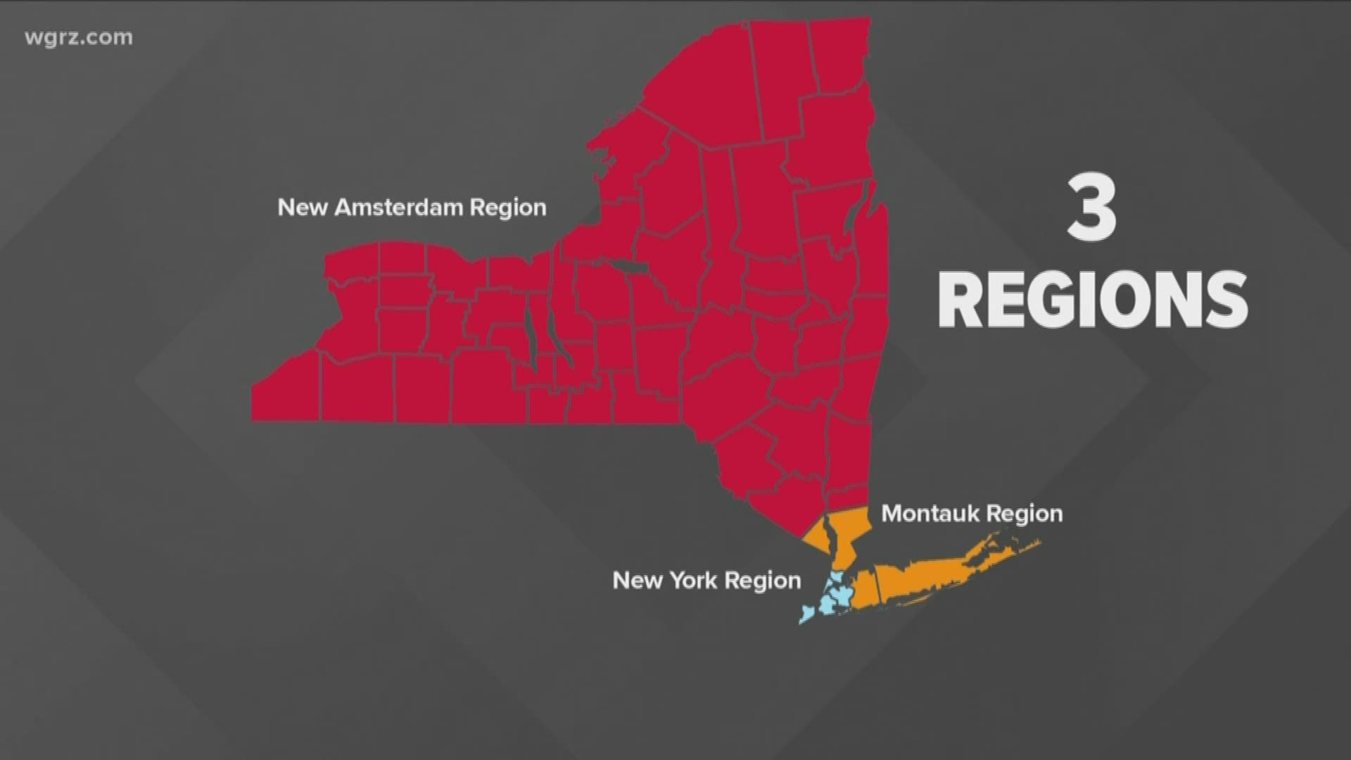 The bill would split New York State into three regions
