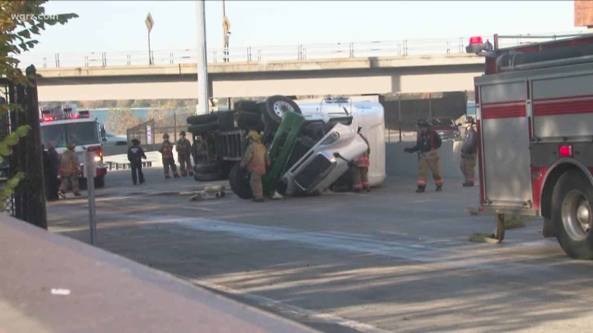 A TRUCK OVERTURNED ON THE RAMP.
RIGHT NOW -- TRAFFIC IS BEING RE-ROUTED TO THE BUSTI AVENUE ENTRANCE TO THE PEACE BRIDGE.