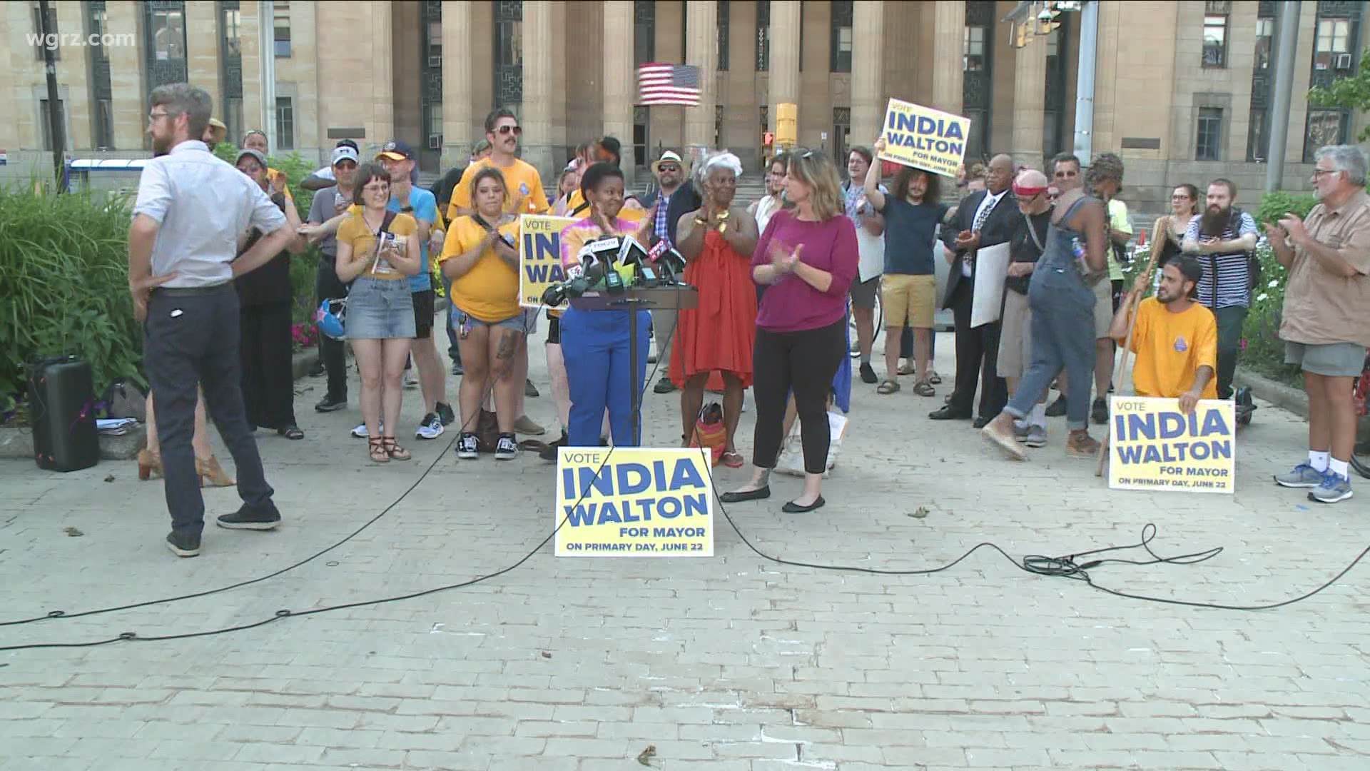 We're starting to learn more about who will be backing which candidate. Tonight, Walton's supporters held a rally in Niagara Square.