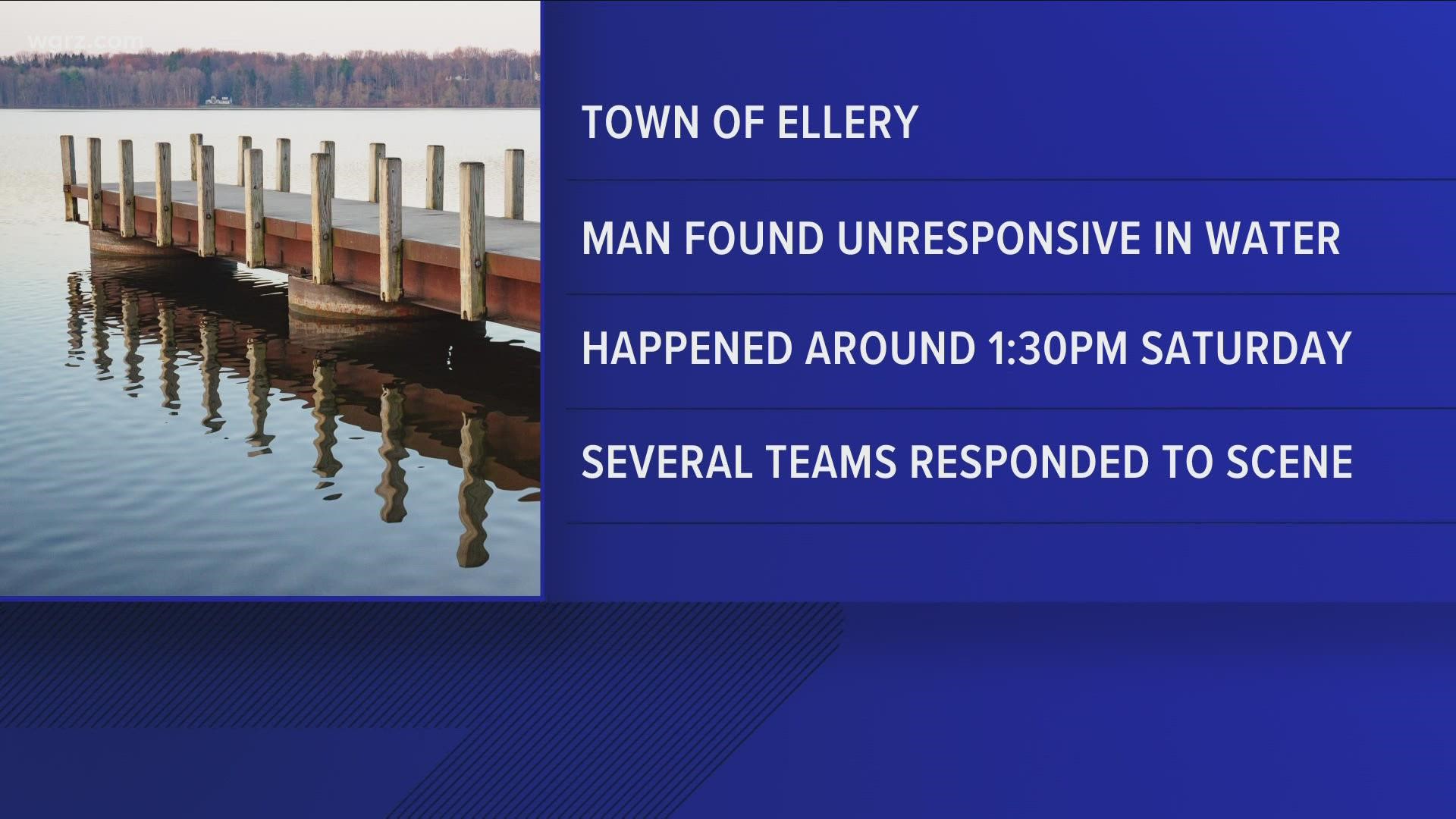 The Chautauqua County Sheriff's Office says several teams responded to the scene, but the man was found unresponsive in the water.