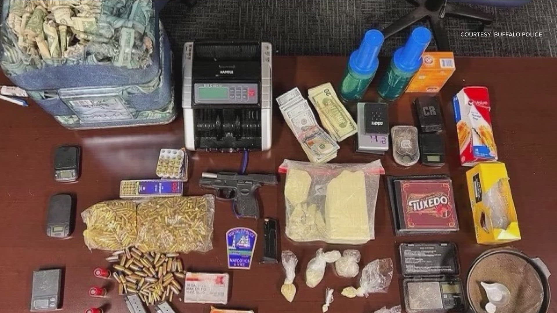 One man arrested after search warrant conducted finds weapons and drugs.