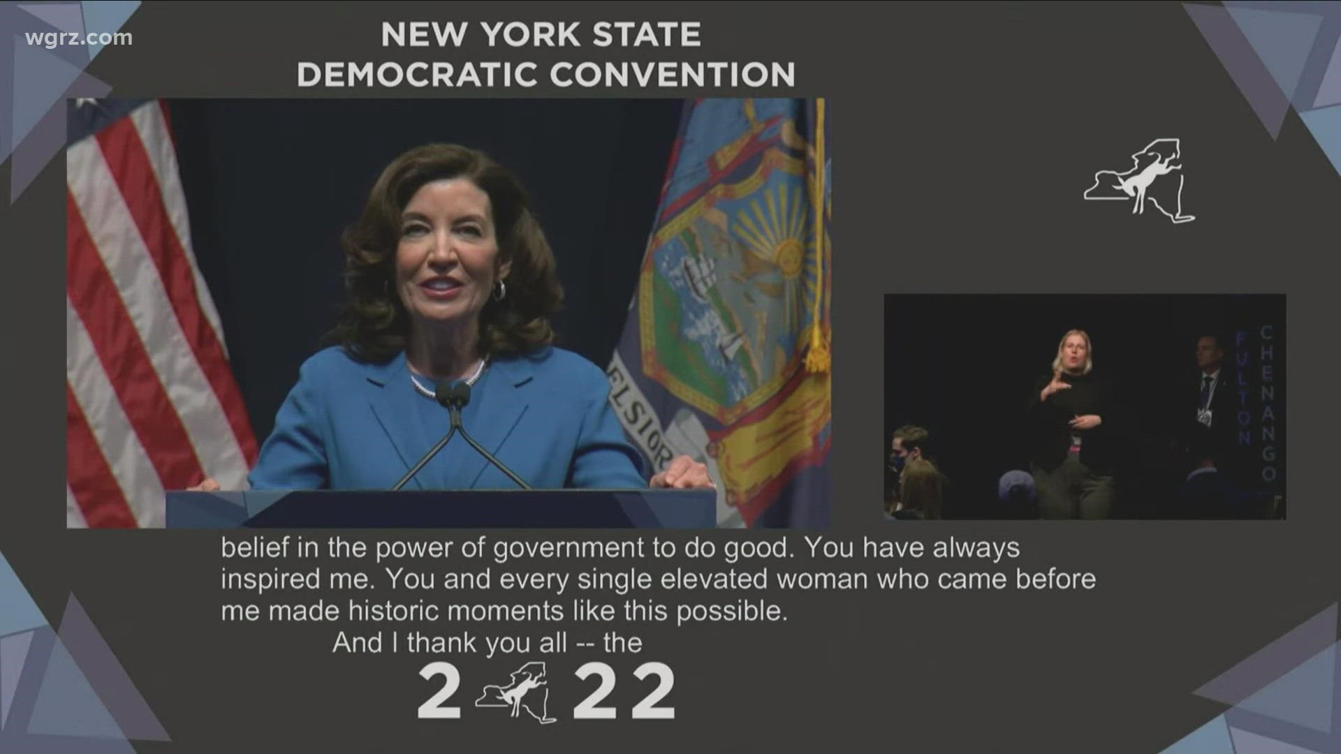 Govenor Kathy Hochul officially accepts the Democratic nomination for governor.
She received 85-percent of the vote from delegates.