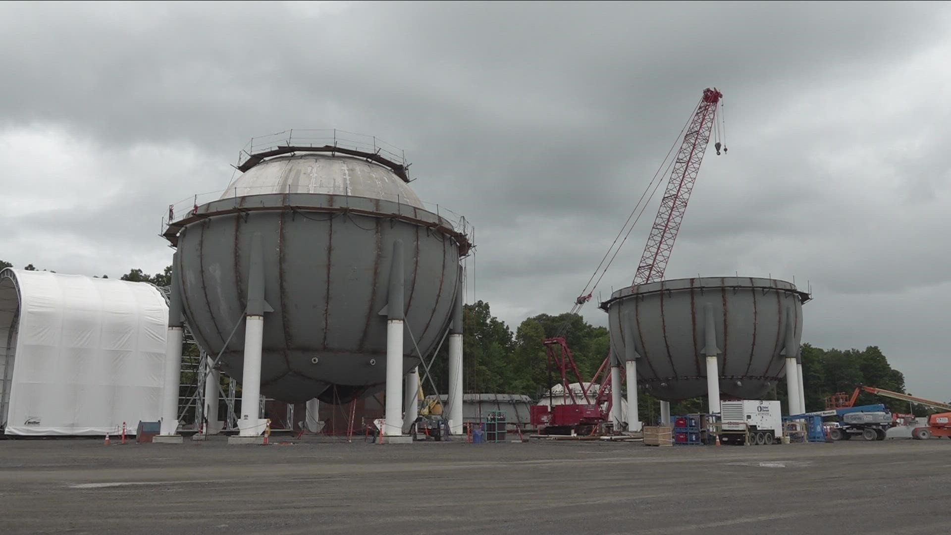 During our most recent visit they were constructing the large spheres which will be able to store up to a million gallons of liquid hydrogen