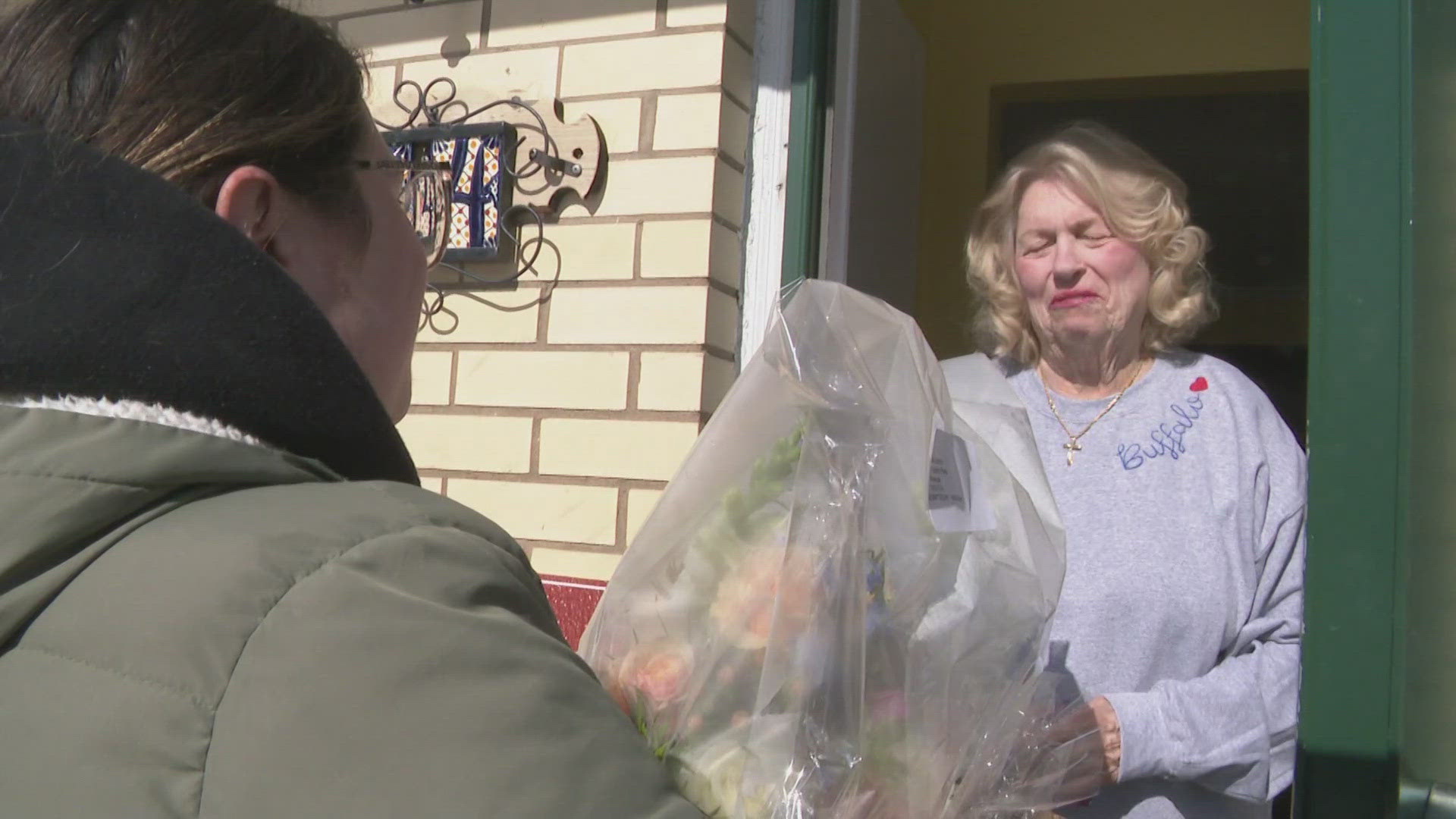 Volunteers are delivering 135 gift baskets and bouquets.
