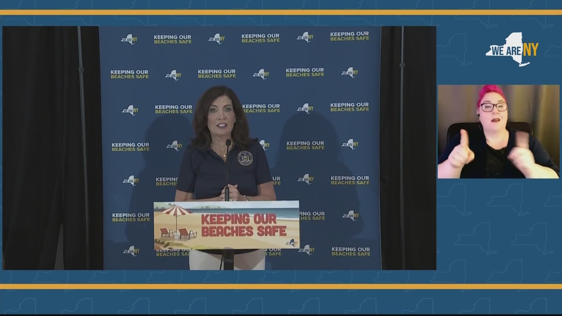 Gov. Kathy Hochul  discusses shark safety and keeping beaches safe in New York
