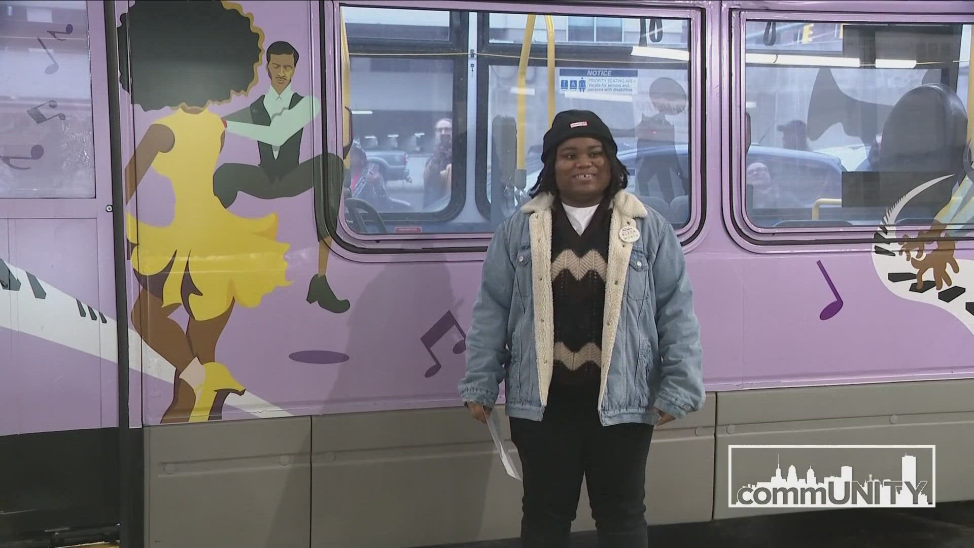 A Daemen University senior's artwork now adorns an NFTA bus in honor of Black History Month.