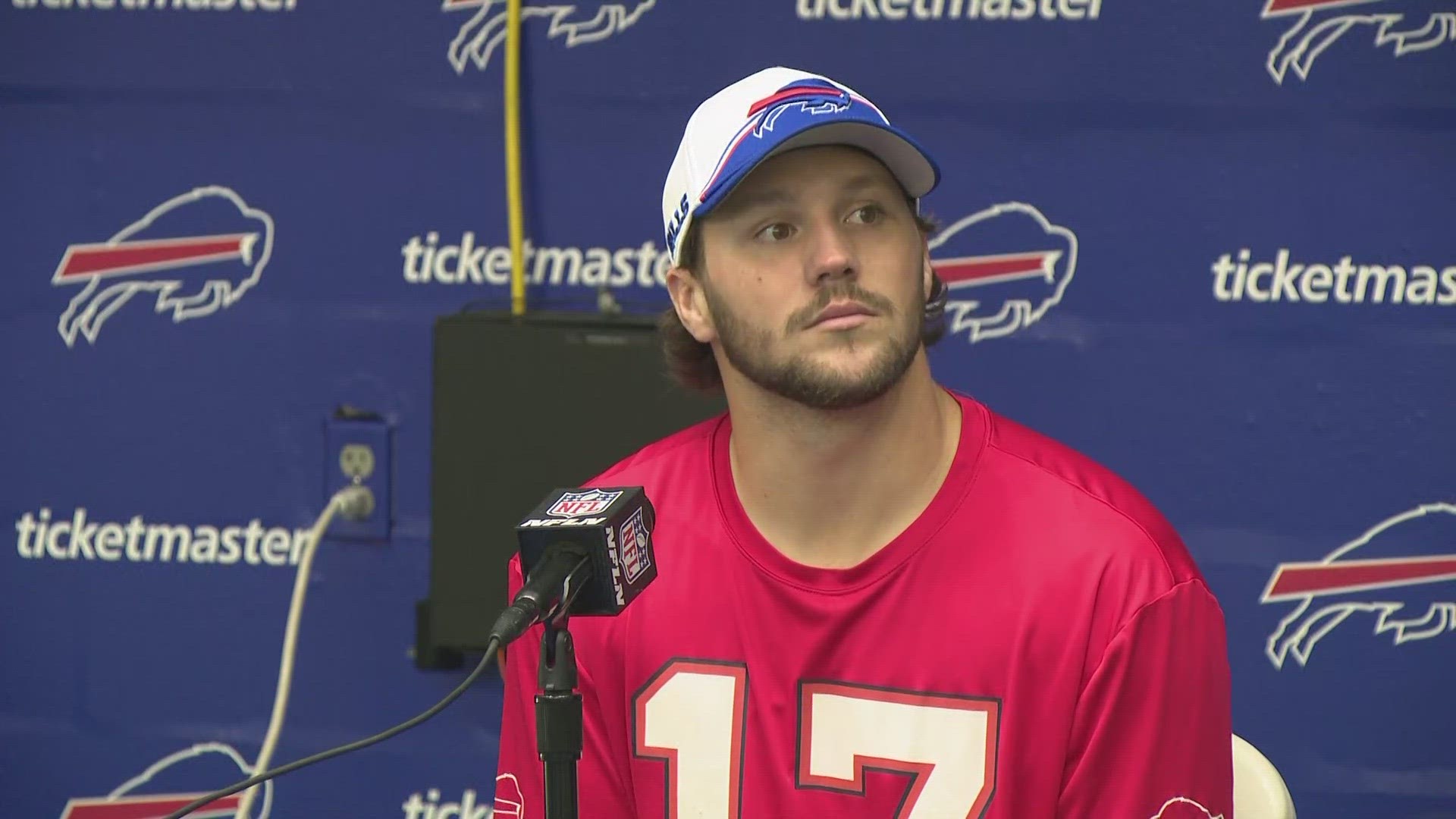 Bills quarterback Josh Allen talked to the media ahead of the team's Week 2 home game with the Las Vegas Raiders.