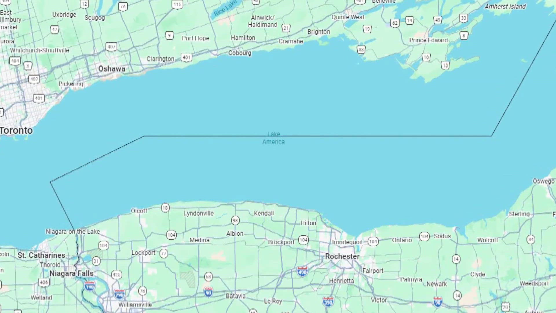 Google Maps Error Renames Lake Ontario to 'Lake America'