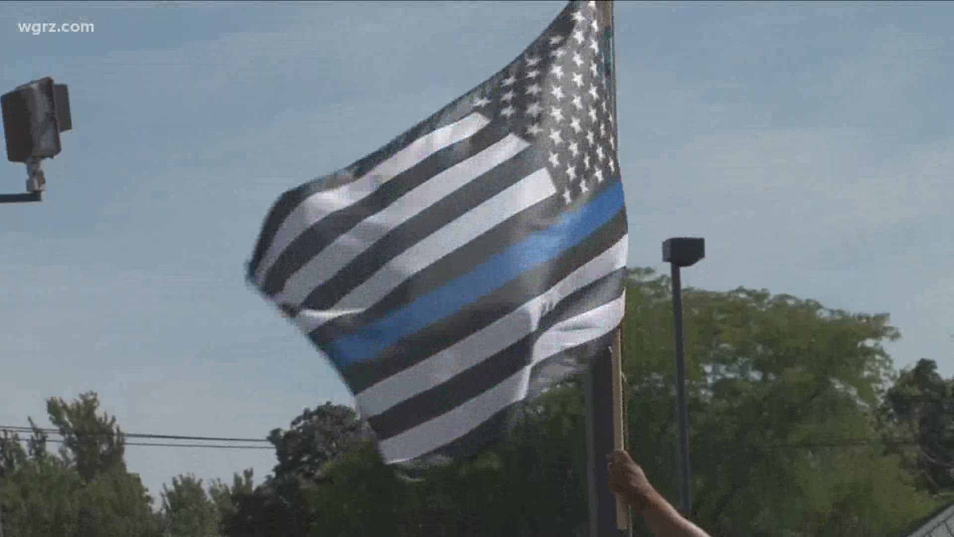 Albion neighbors drew a pretty big crowd for a back the blue rally today in support of police.