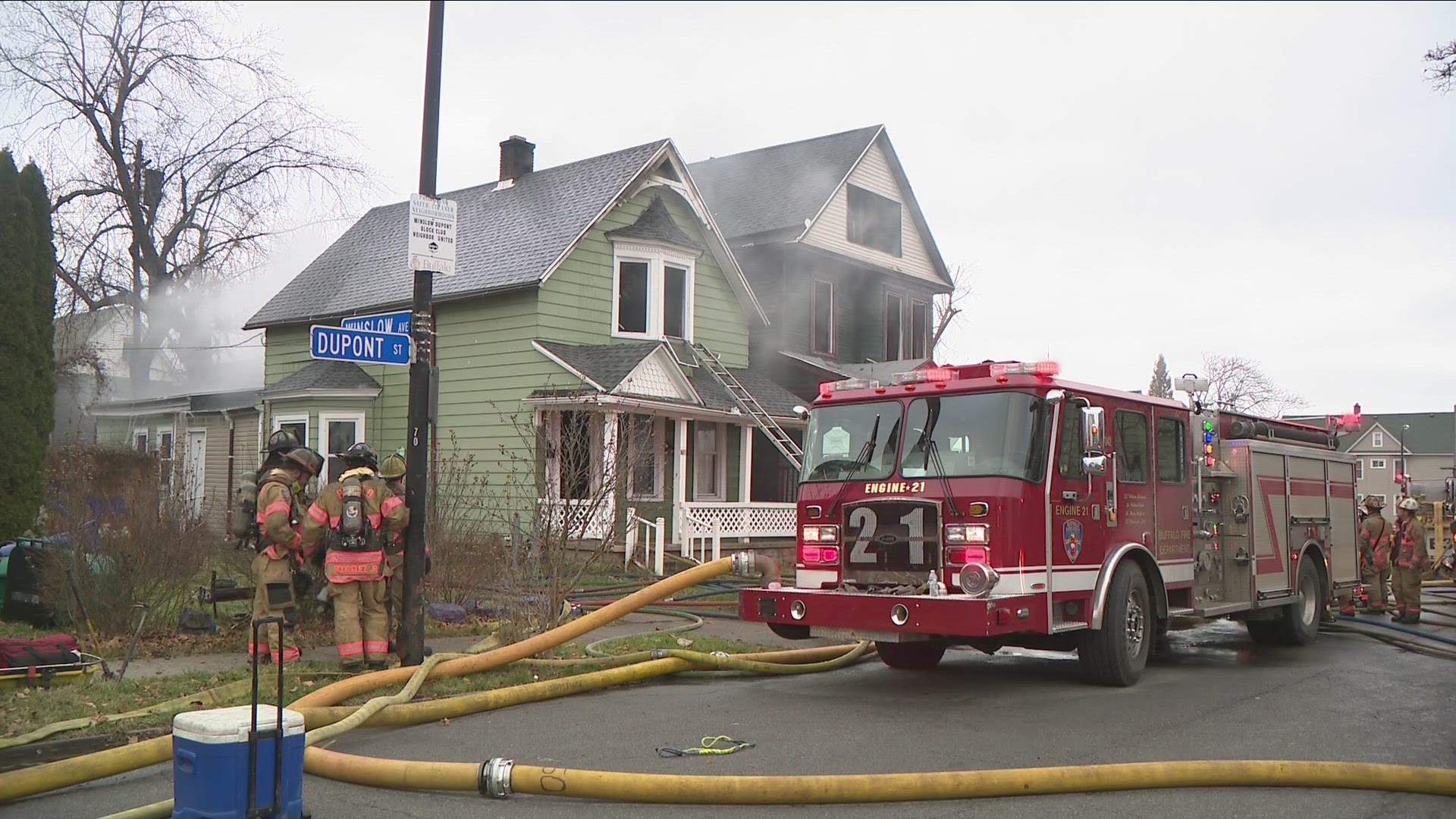 Our photographer on the scene said it looked like the fire also damaged the house beside it. No word on *what caused the fire, or the total damages.