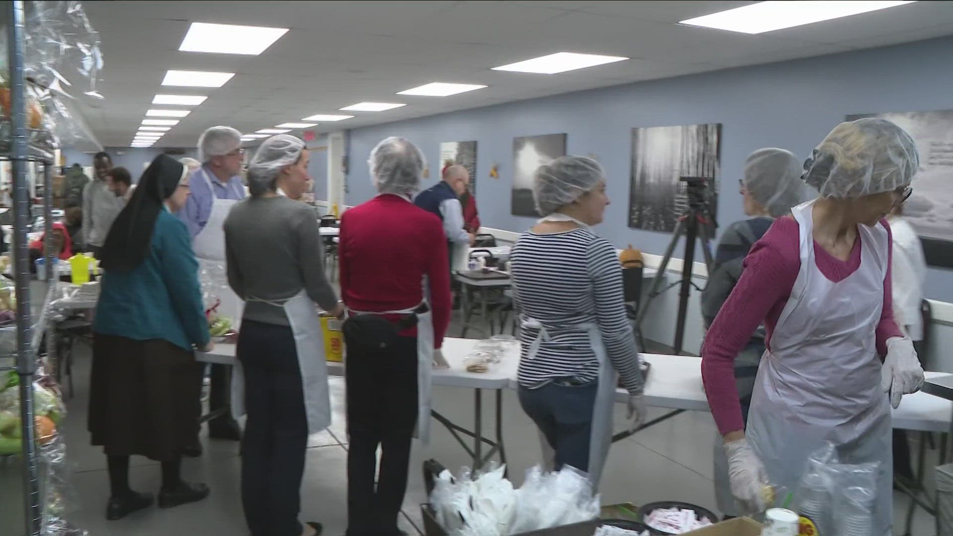 A turkey feast was held Thursday morning, and they invited people from all over the community to join in.