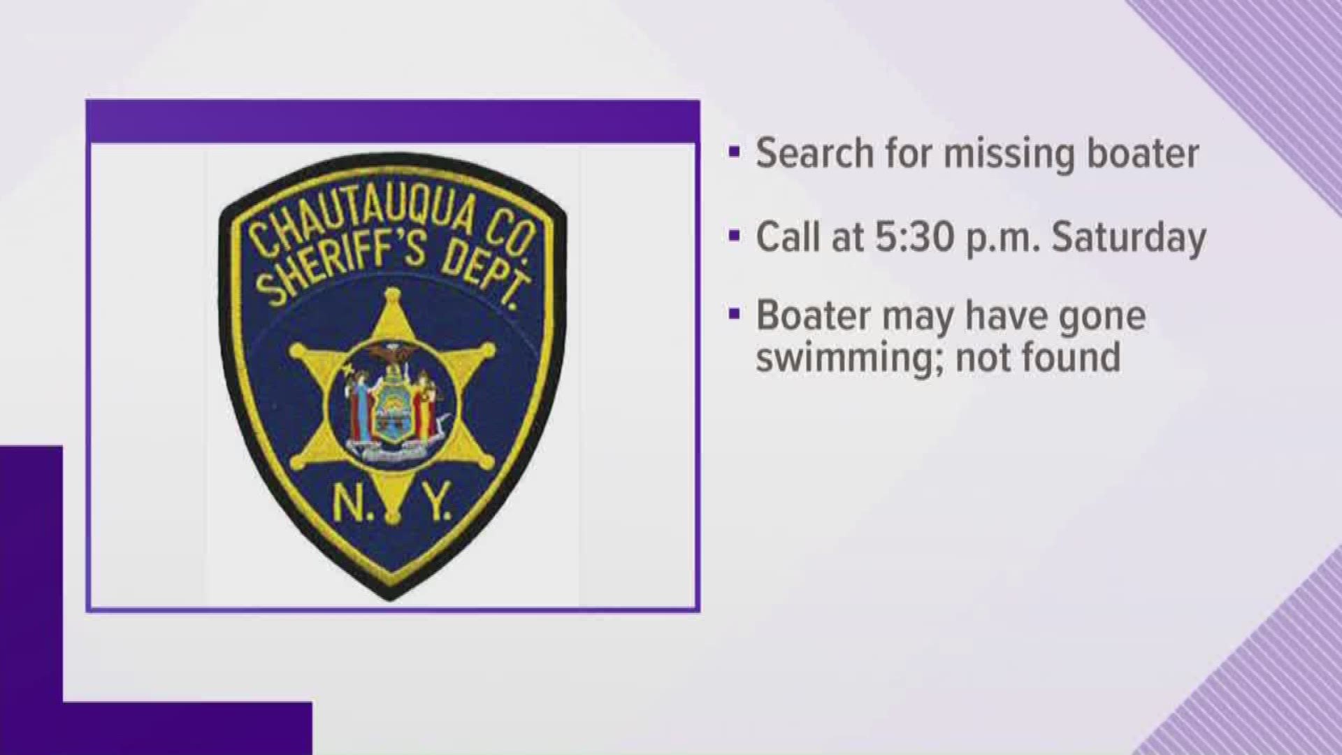 Search for missing boater on Chautauqua Lake