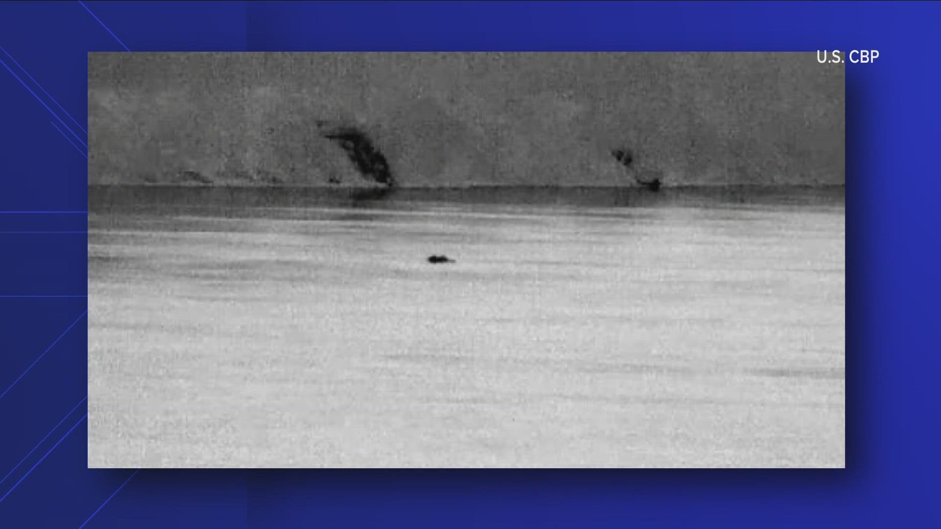 surveillance camera pictures from the river's edge of individuals using a raft to illegally cross the river from Canada into the US near Lewiston in Niagara County