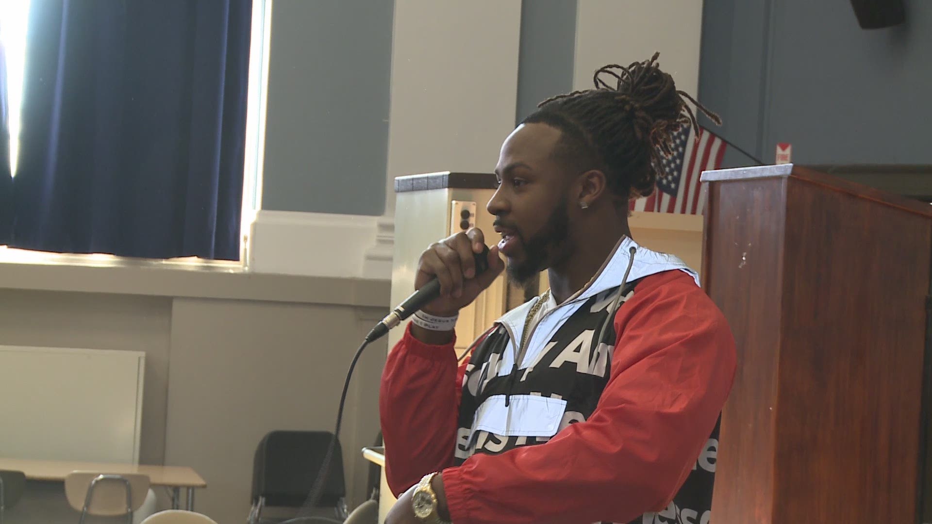 When Steven Means played high school football his school was Grover Cleveland. Now in the same building the school is known as I-Prep. Means, a Super Bowl Champion with the Philadelphia Eagles returned with a strong message for this generation of students