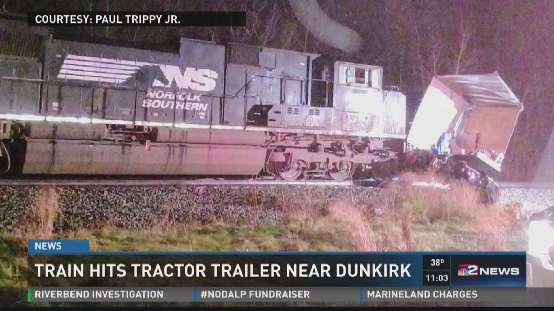 A Cheektowaga man was injured after a freight train and tractor trailer collided at an intersection near Dunkirk Saturday evening, dispatchers say.