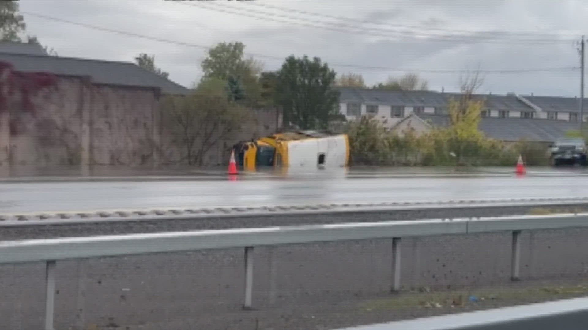 290 crash this morning involving a school bus seriously injures bus aide