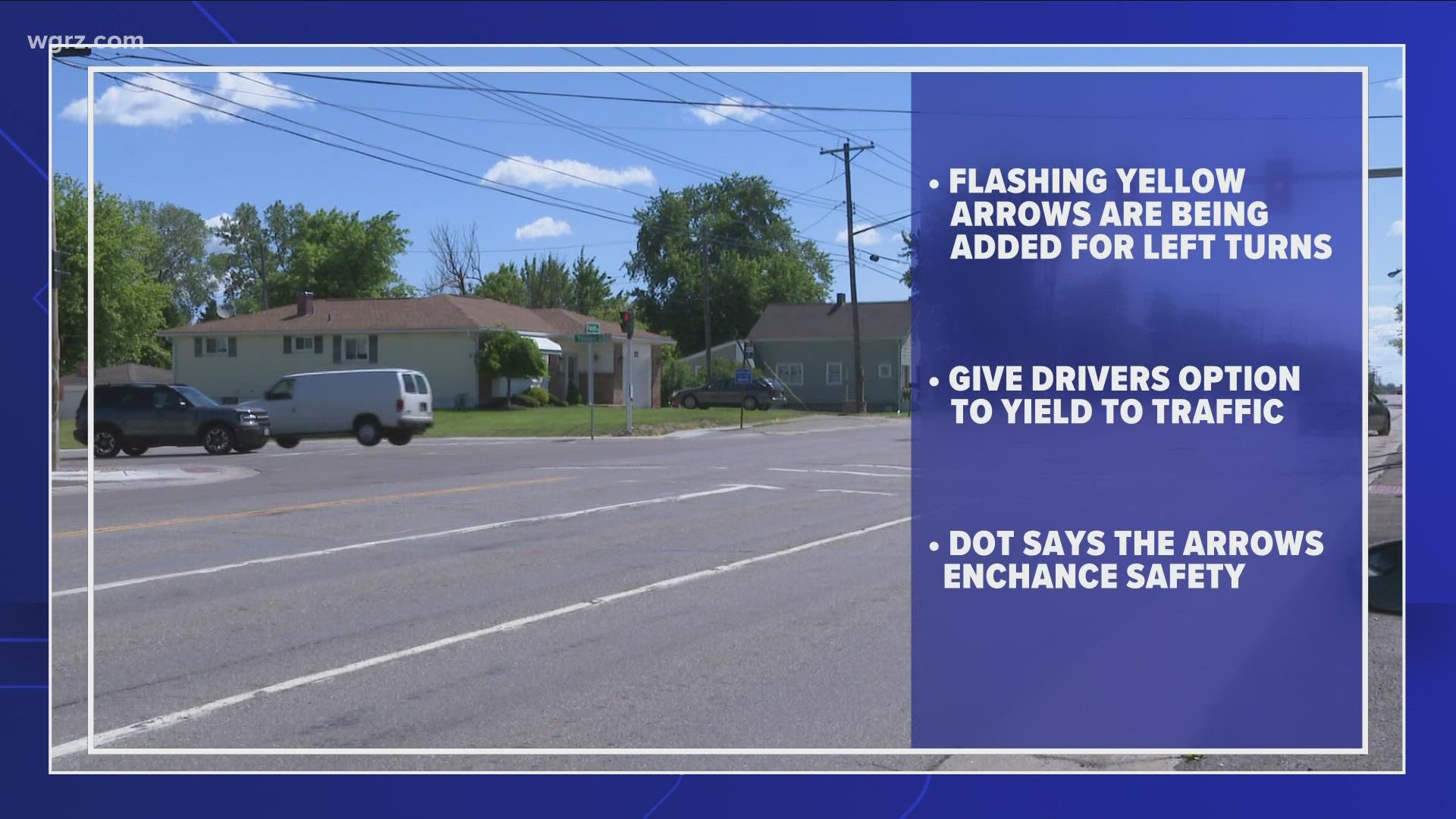 The department of transportation says more flashing yellow arrows are being added for left turns.