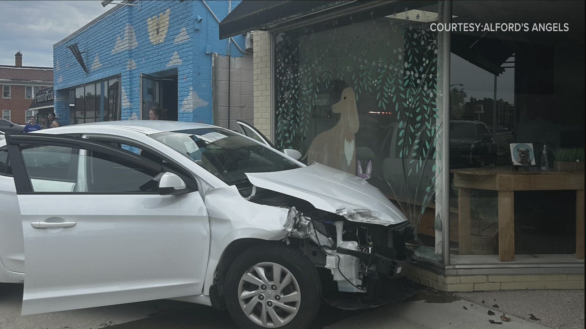 Alford's Angels will be doing repairs after a car crashes into the building.