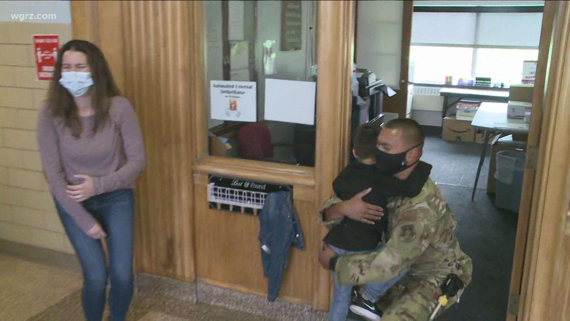 Air force father surprises son at school