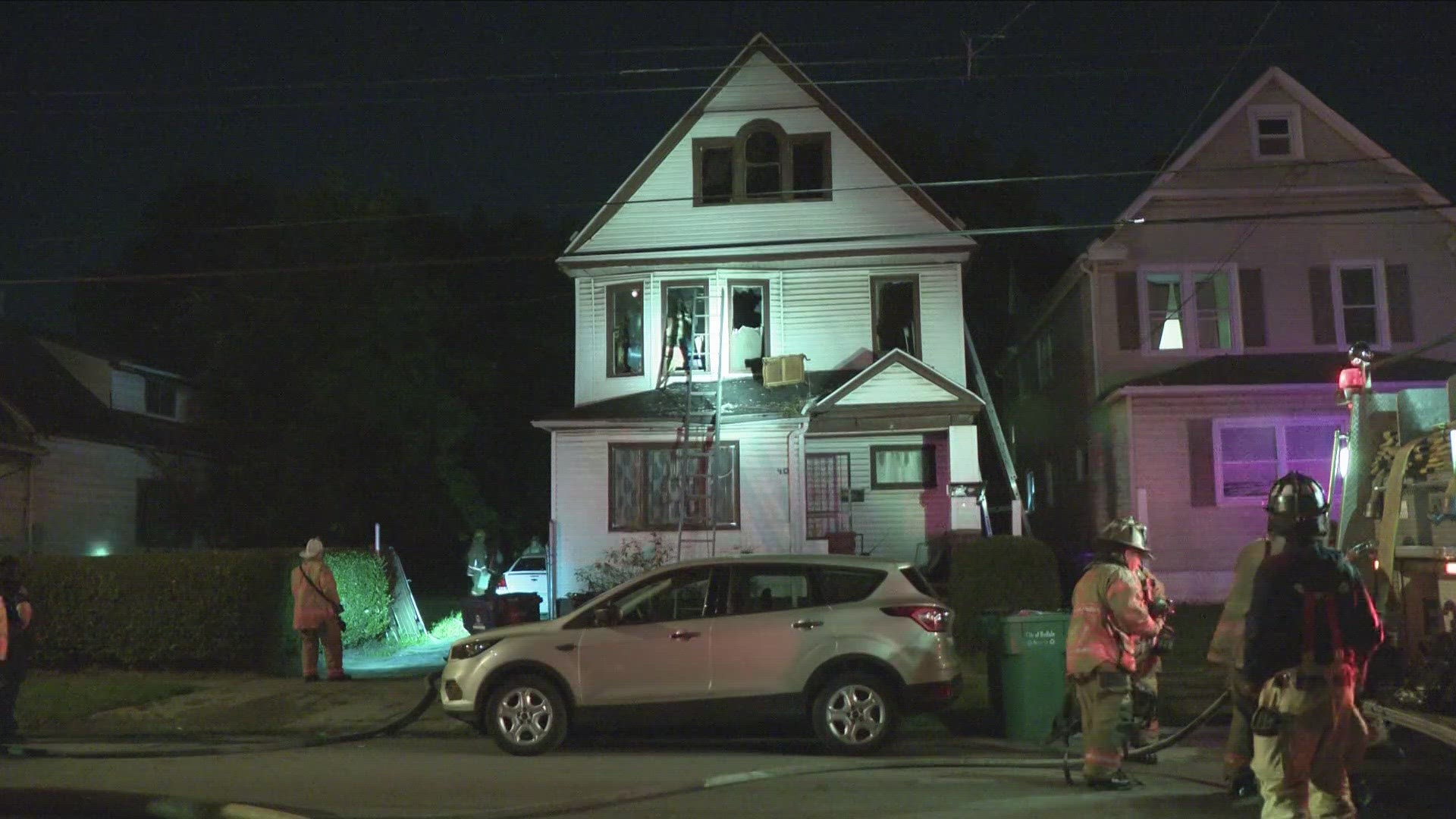 A dog died in the fire, but a cat was rescued.